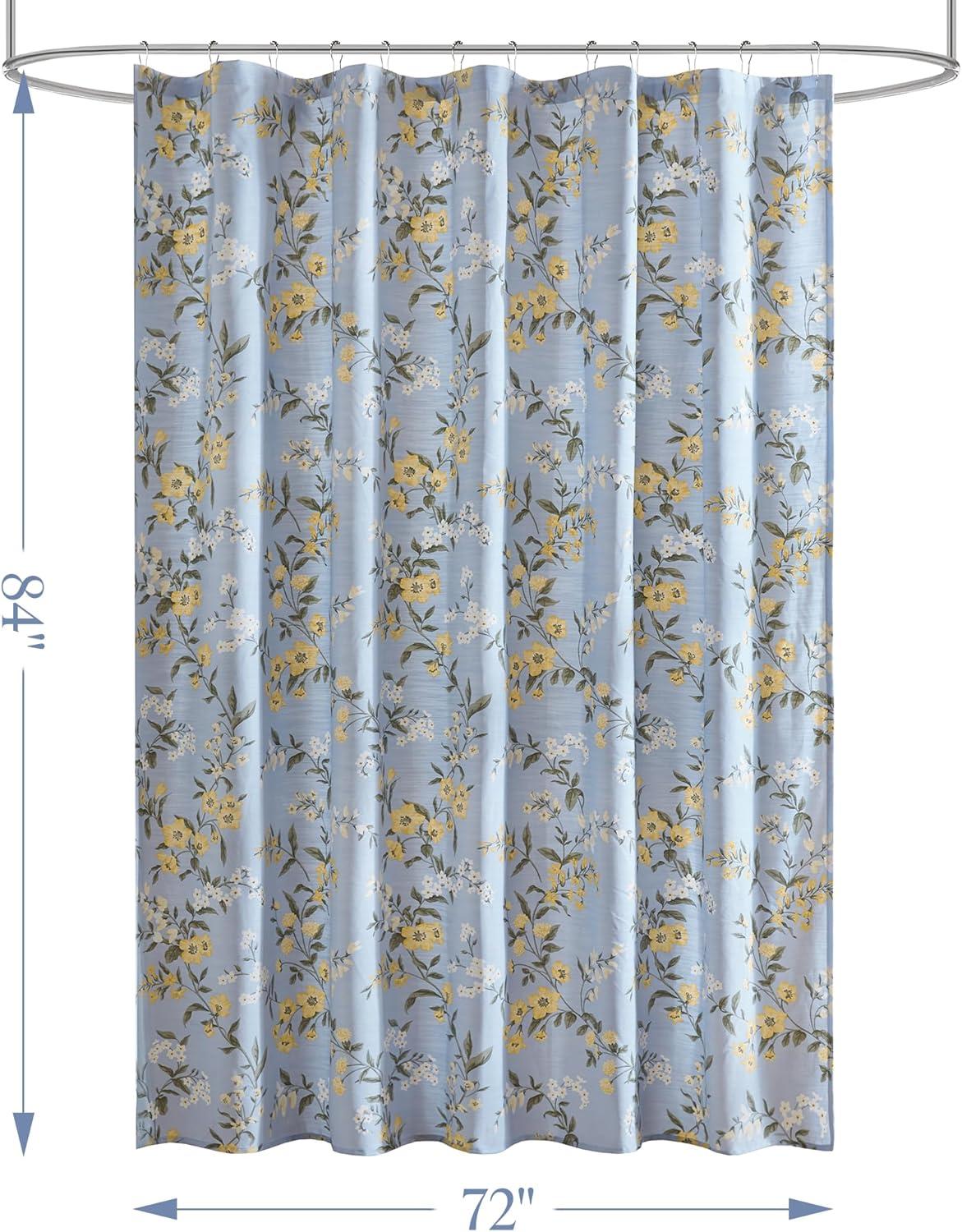 imageMartha Stewart Marthas Garden Shower Curtain Botanical Floral Print Cotton Shower Curtain for Bathroom Spa Quality Modern Shower Curtains Standard Size 72x72 Sage GreenMeadow Blue