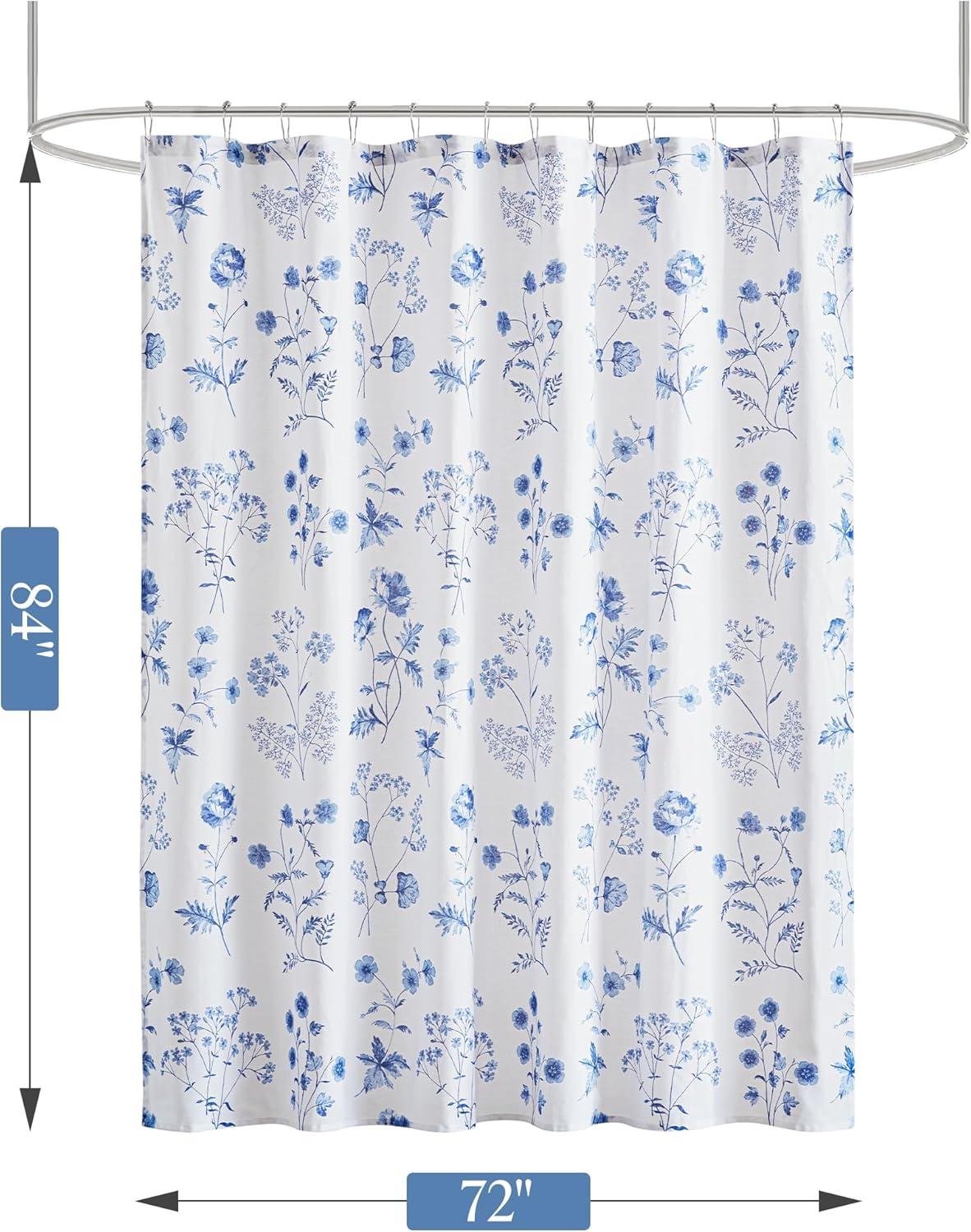 imageMartha Stewart Marthas Garden Shower Curtain Botanical Floral Print Cotton Shower Curtain for Bathroom Spa Quality Modern Shower Curtains Standard Size 72x72 Sage GreenGarden Blue