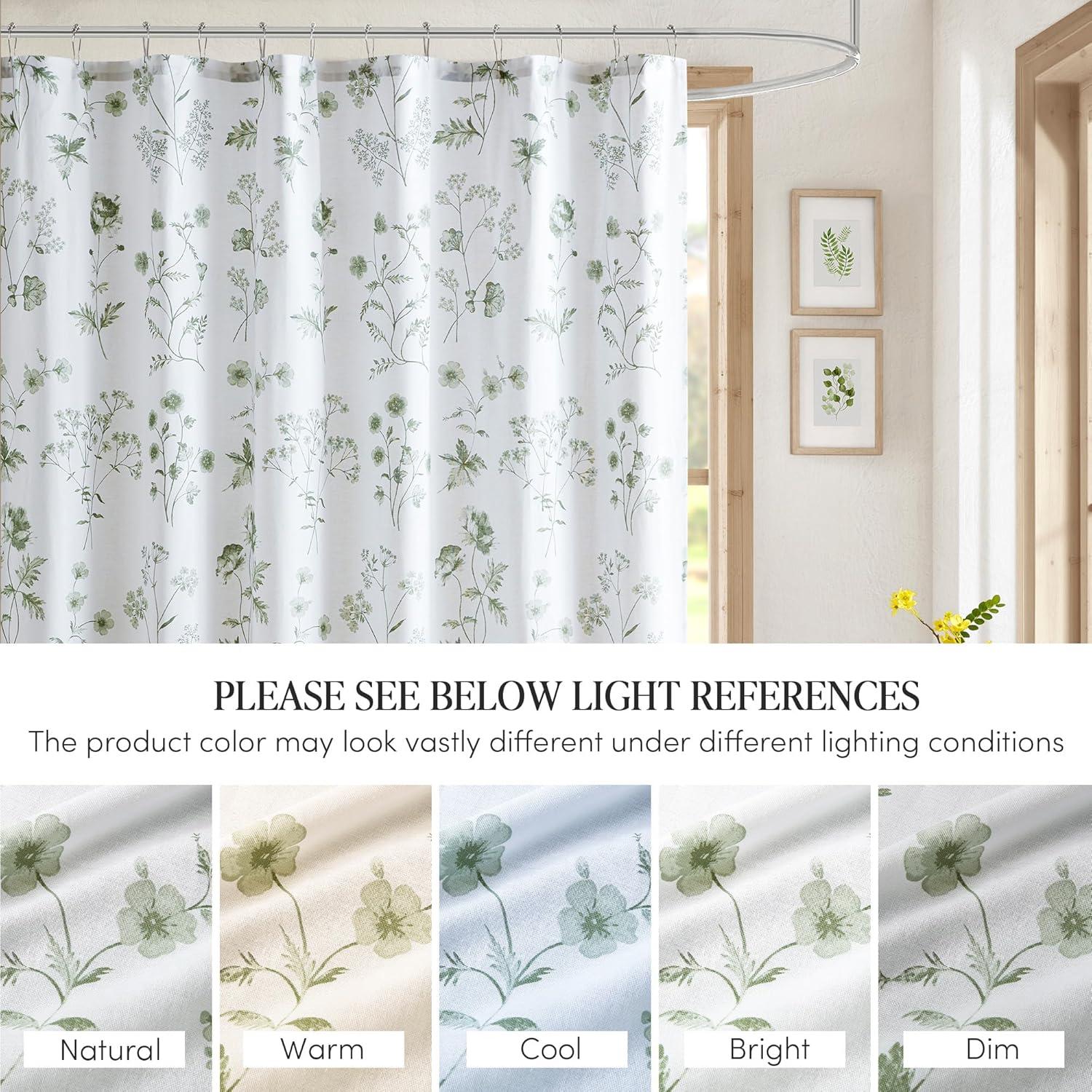 imageMartha Stewart Marthas Garden Shower Curtain Botanical Floral Print Cotton Shower Curtain for Bathroom Spa Quality Modern Shower Curtains Standard Size 72x72 Sage GreenGarden Green