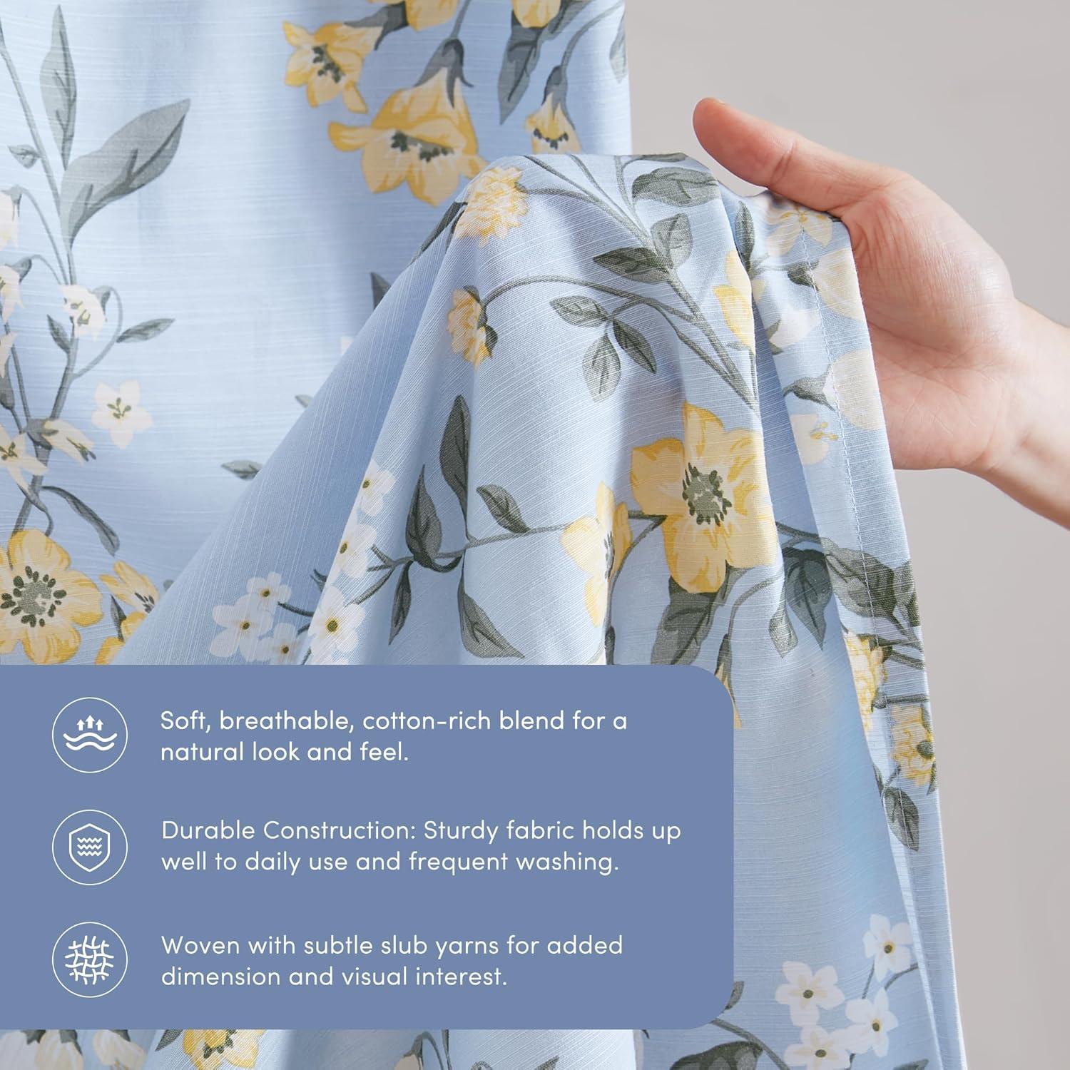 imageMartha Stewart Marthas Garden Shower Curtain Botanical Floral Print Cotton Shower Curtain for Bathroom Spa Quality Modern Shower Curtains Standard Size 72x72 Sage GreenMeadow Blue
