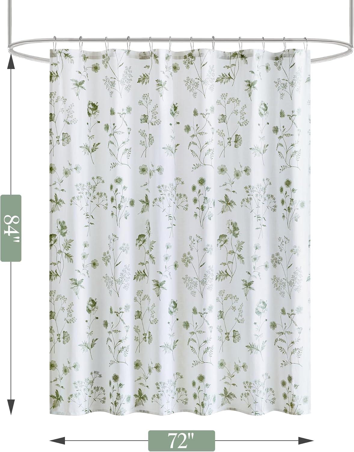 imageMartha Stewart Marthas Garden Shower Curtain Botanical Floral Print Cotton Shower Curtain for Bathroom Spa Quality Modern Shower Curtains Standard Size 72x72 Sage GreenGarden Green