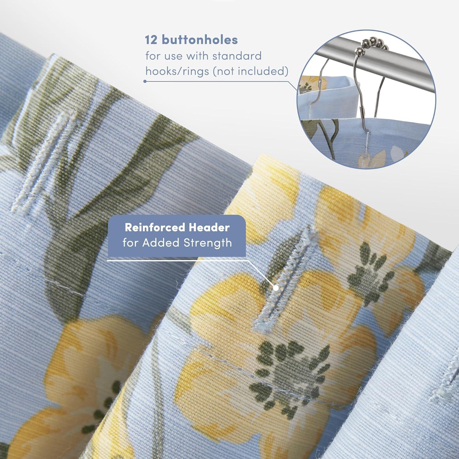 imageMartha Stewart Marthas Garden Shower Curtain Botanical Floral Print Cotton Shower Curtain for Bathroom Spa Quality Modern Shower Curtains Standard Size 72x72 Sage GreenMeadow Blue