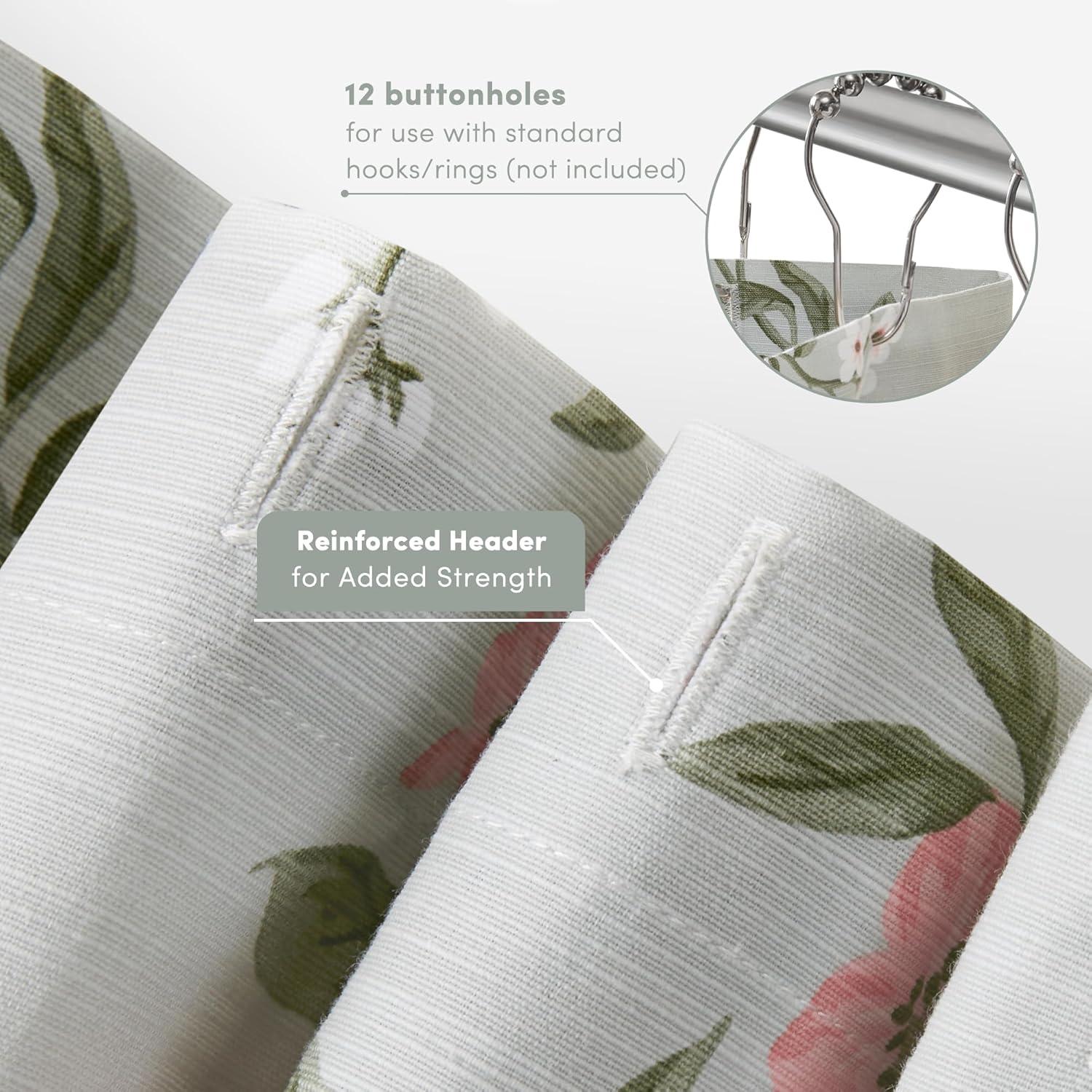 imageMartha Stewart Marthas Garden Shower Curtain Botanical Floral Print Cotton Shower Curtain for Bathroom Spa Quality Modern Shower Curtains Standard Size 72x72 Sage GreenMeadow Green