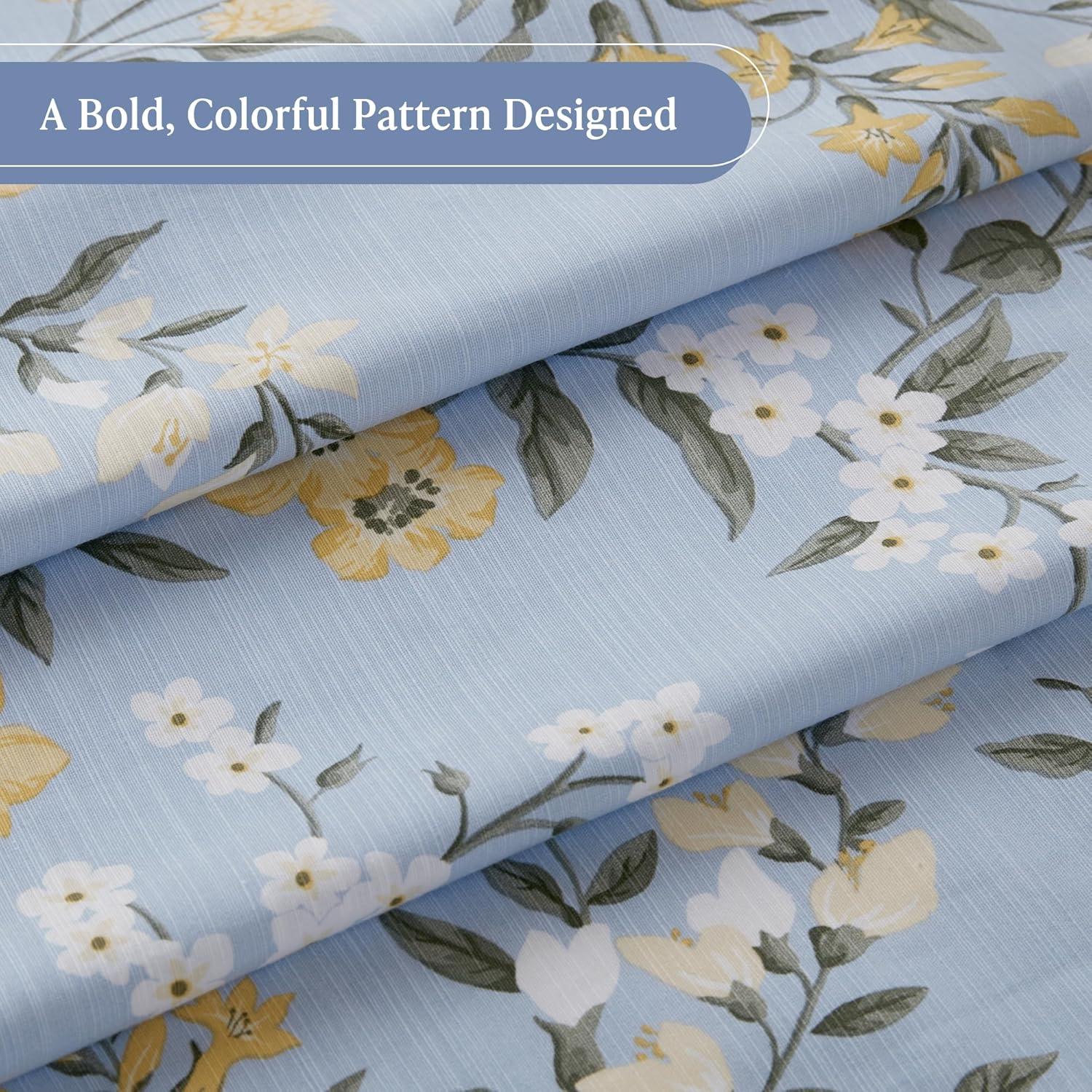 imageMartha Stewart Marthas Garden Shower Curtain Botanical Floral Print Cotton Shower Curtain for Bathroom Spa Quality Modern Shower Curtains Standard Size 72x72 Sage GreenMeadow Blue