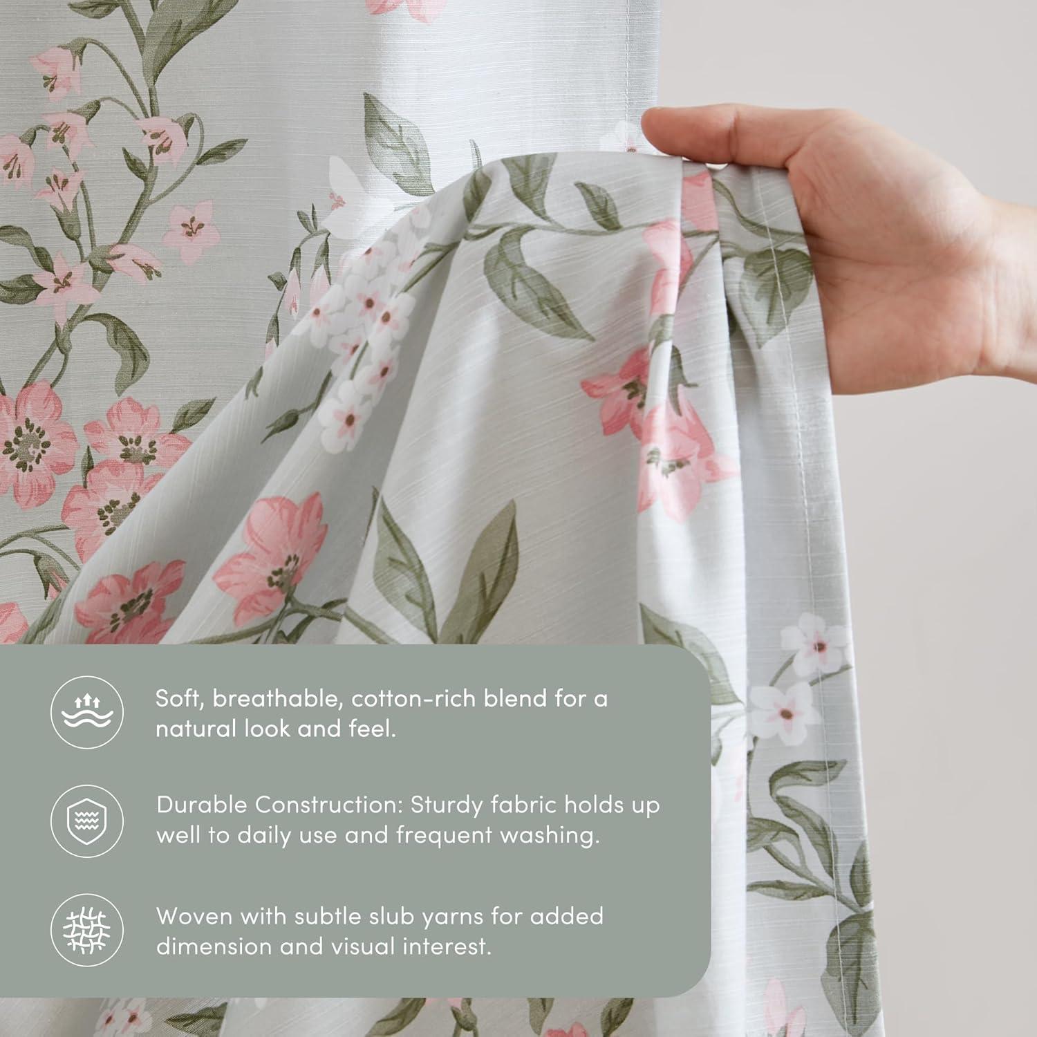 imageMartha Stewart Marthas Garden Shower Curtain Botanical Floral Print Cotton Shower Curtain for Bathroom Spa Quality Modern Shower Curtains Standard Size 72x72 Sage GreenMeadow Green