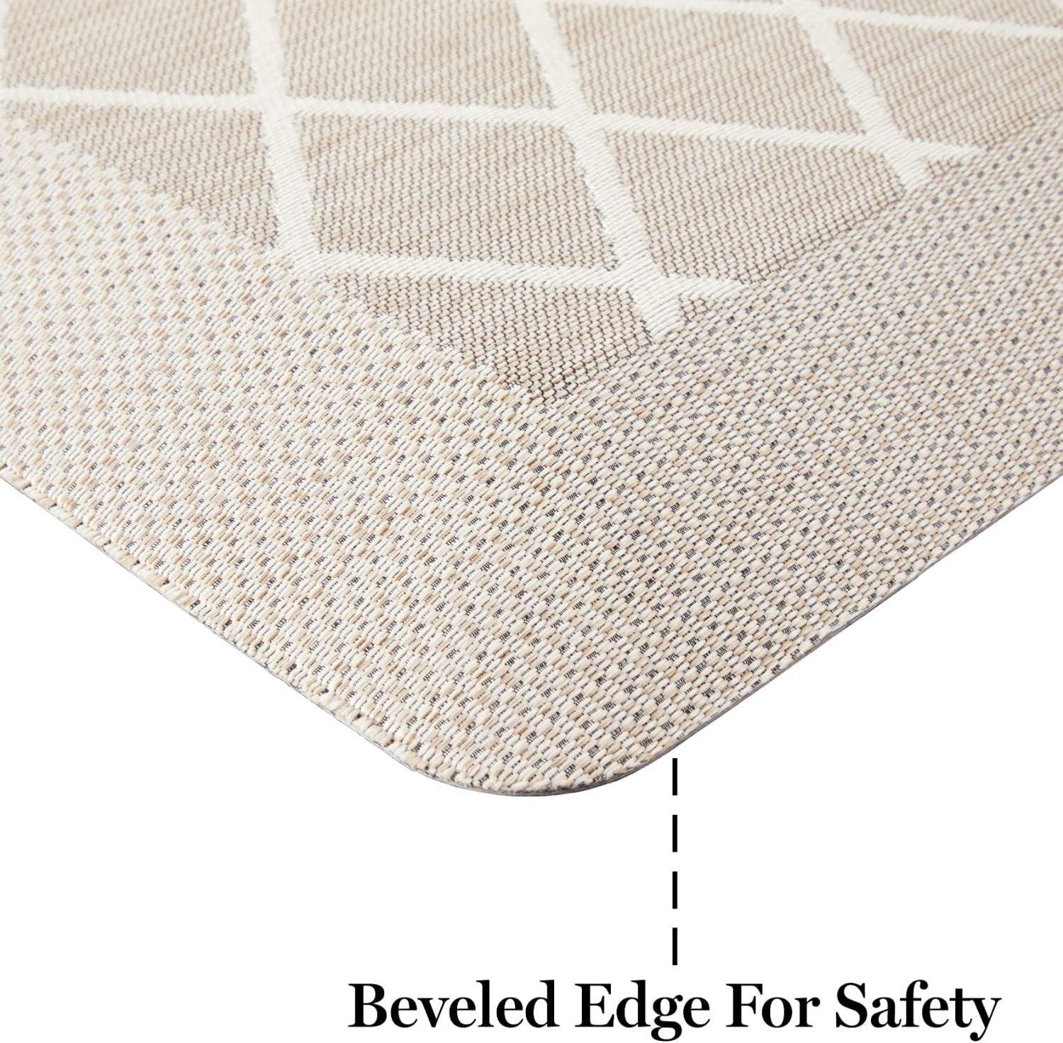 imageMartha Stewart Miles Modern Diamond AntiFatigue AirInfused Kitchen Mat Mint Green 196quotx32quotBeige