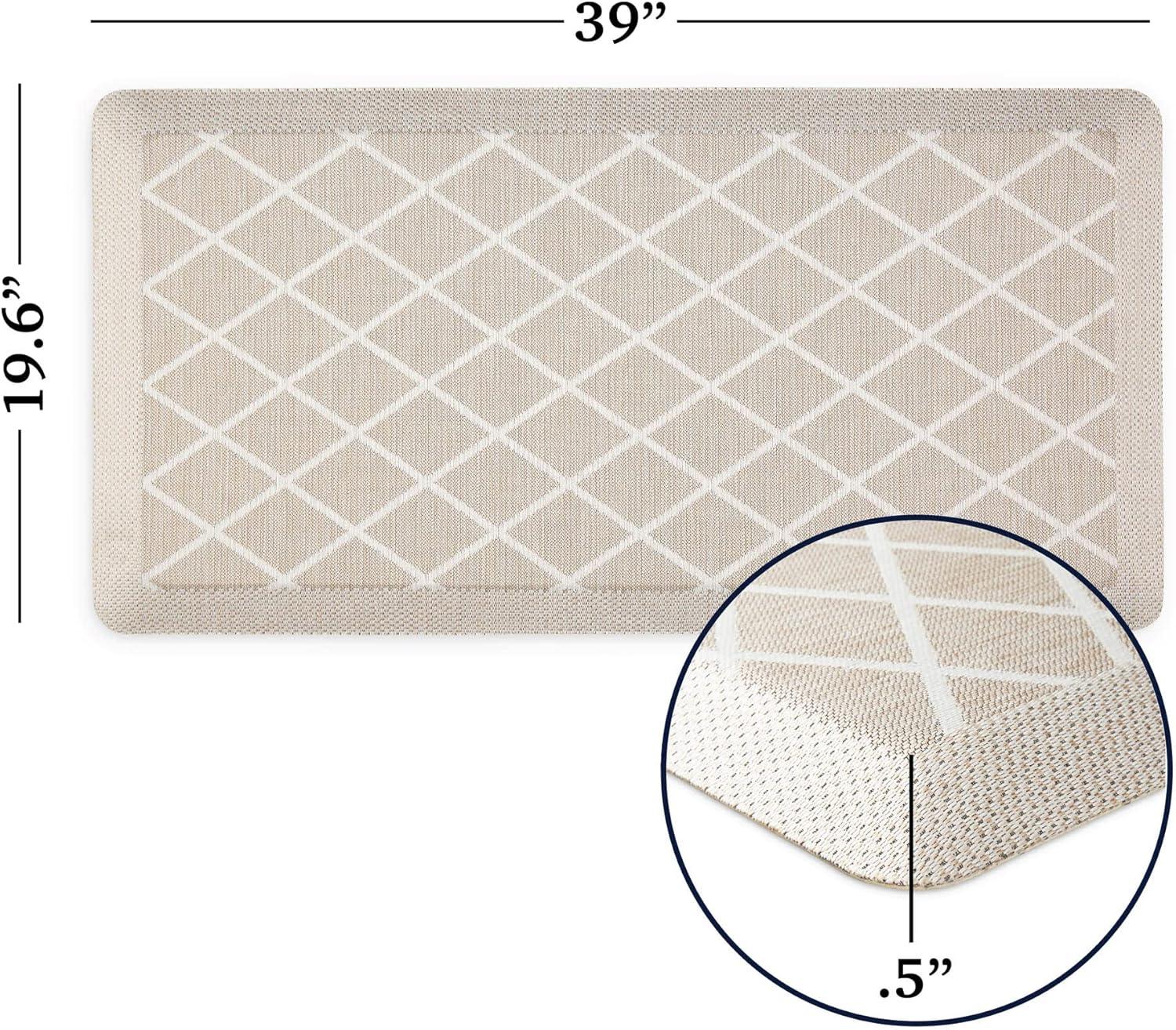 imageMartha Stewart Miles Modern Diamond AntiFatigue AirInfused Kitchen Mat Mint Green 196quotx32quotBeige