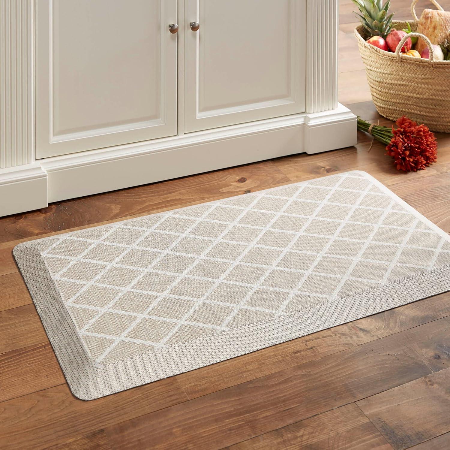 imageMartha Stewart Miles Modern Diamond AntiFatigue AirInfused Kitchen Mat Mint Green 196quotx32quotBeige