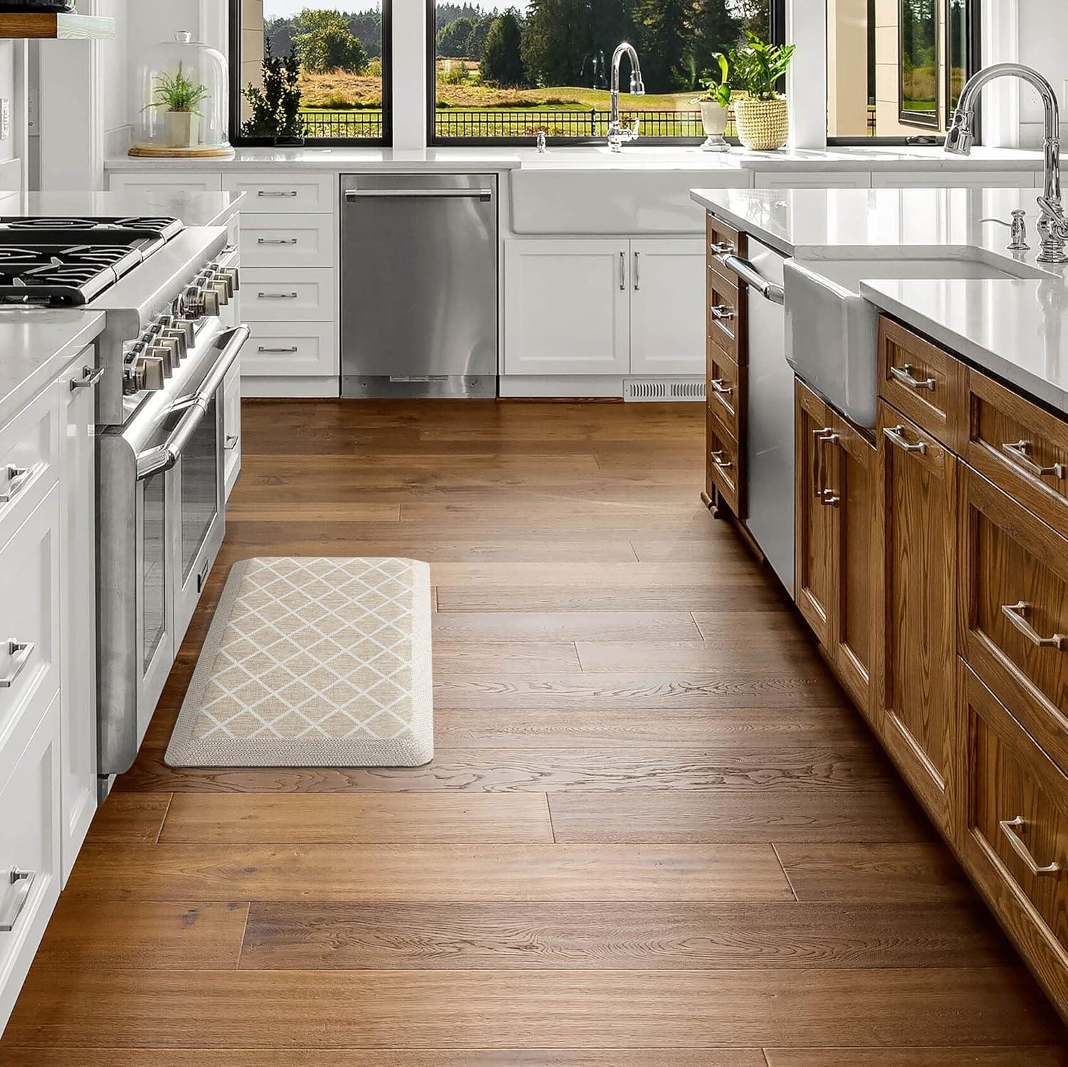 imageMartha Stewart Miles Modern Diamond AntiFatigue AirInfused Kitchen Mat Mint Green 196quotx32quotBeige