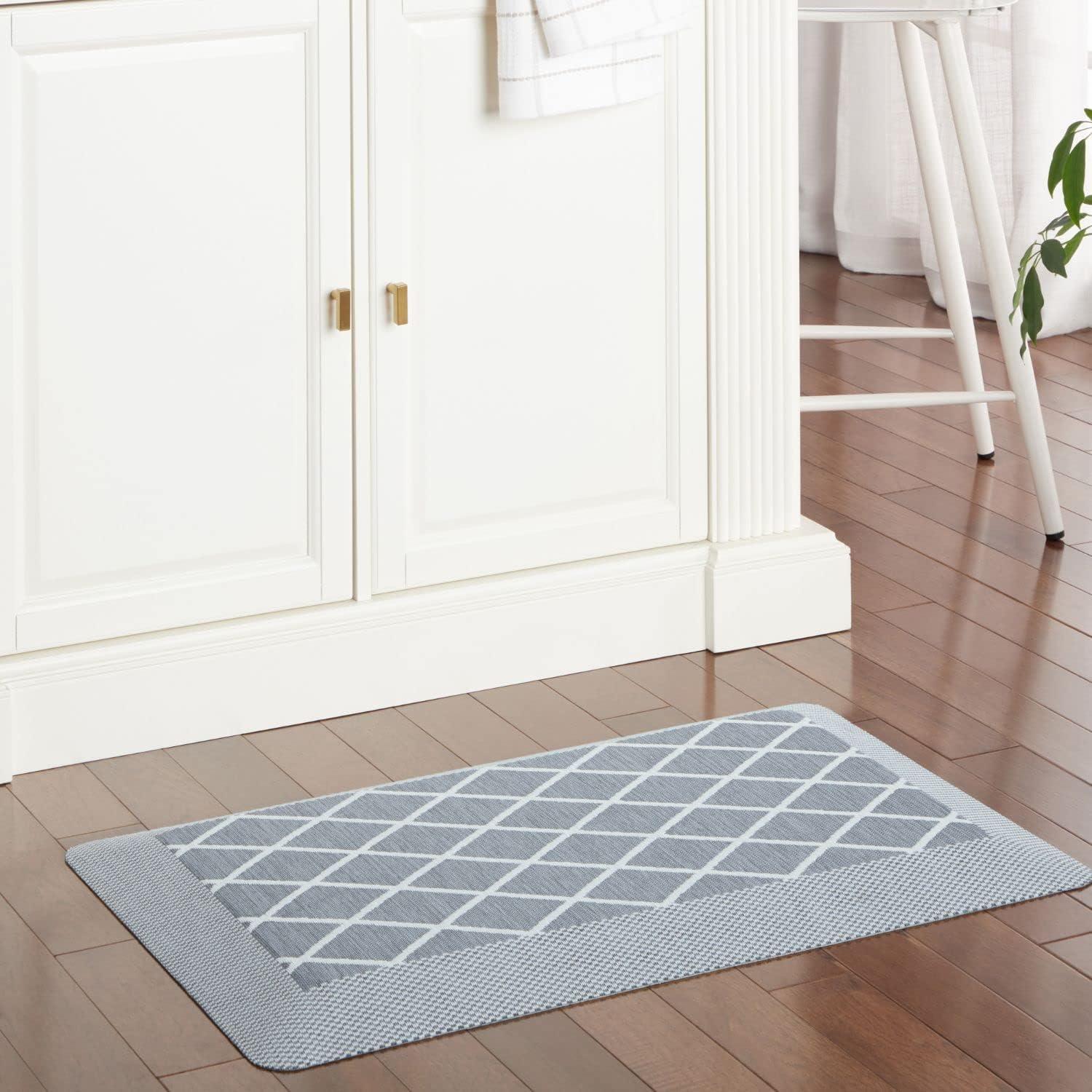 imageMartha Stewart Miles Modern Diamond AntiFatigue AirInfused Kitchen Mat Mint Green 196quotx32quotBlue