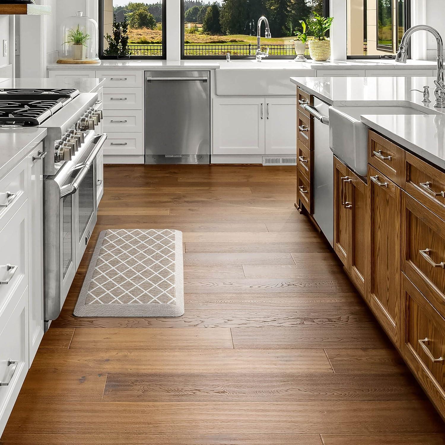 imageMartha Stewart Miles Modern Diamond AntiFatigue AirInfused Kitchen Mat Mint Green 196quotx32quotCoffee Brown