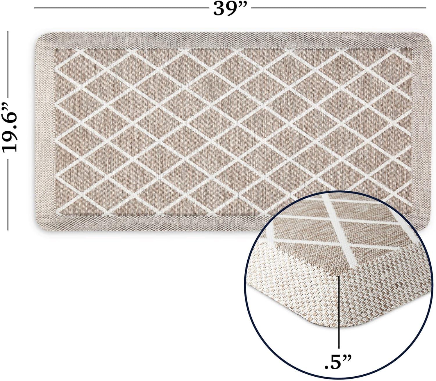 imageMartha Stewart Miles Modern Diamond AntiFatigue AirInfused Kitchen Mat Mint Green 196quotx32quotCoffee Brown