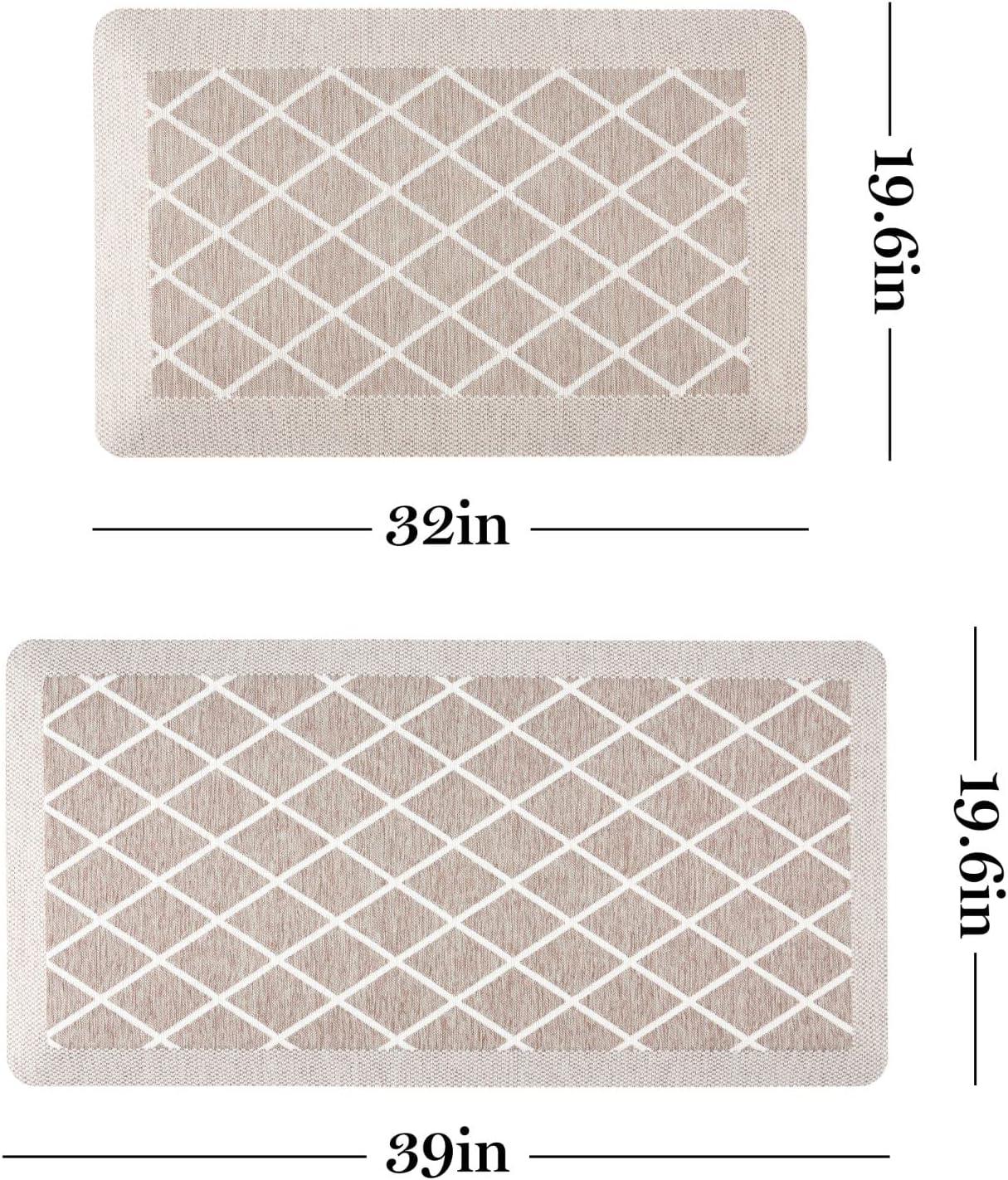 imageMartha Stewart Miles Modern Diamond AntiFatigue AirInfused Kitchen Mat Mint Green 196quotx32quotCoffee Brown