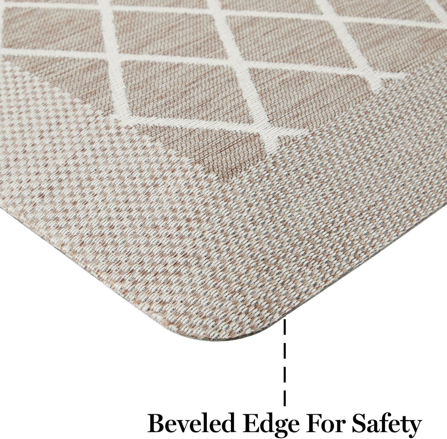 imageMartha Stewart Miles Modern Diamond AntiFatigue AirInfused Kitchen Mat Mint Green 196quotx32quotCoffee Brown