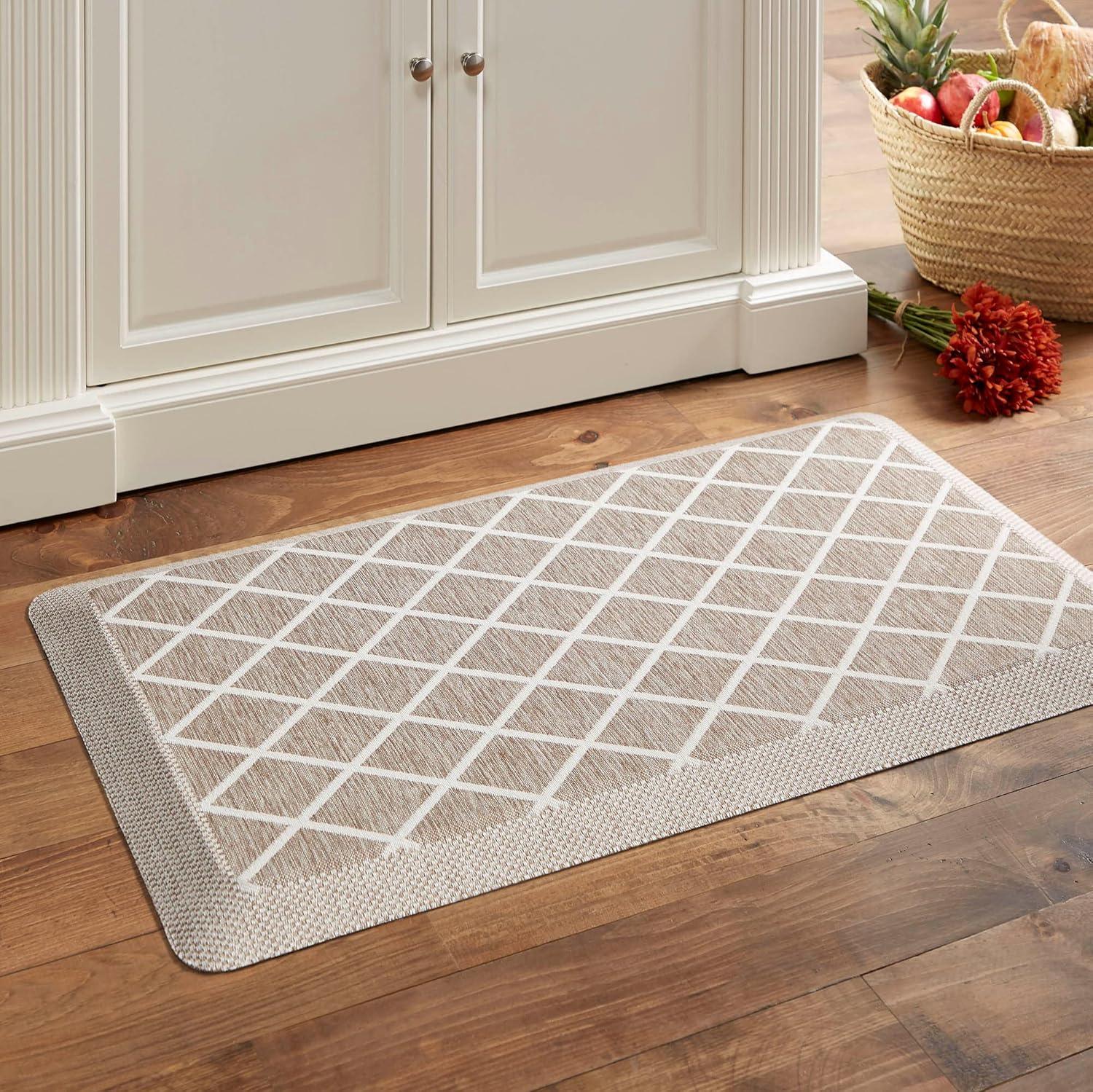 imageMartha Stewart Miles Modern Diamond AntiFatigue AirInfused Kitchen Mat Mint Green 196quotx32quotCoffee Brown