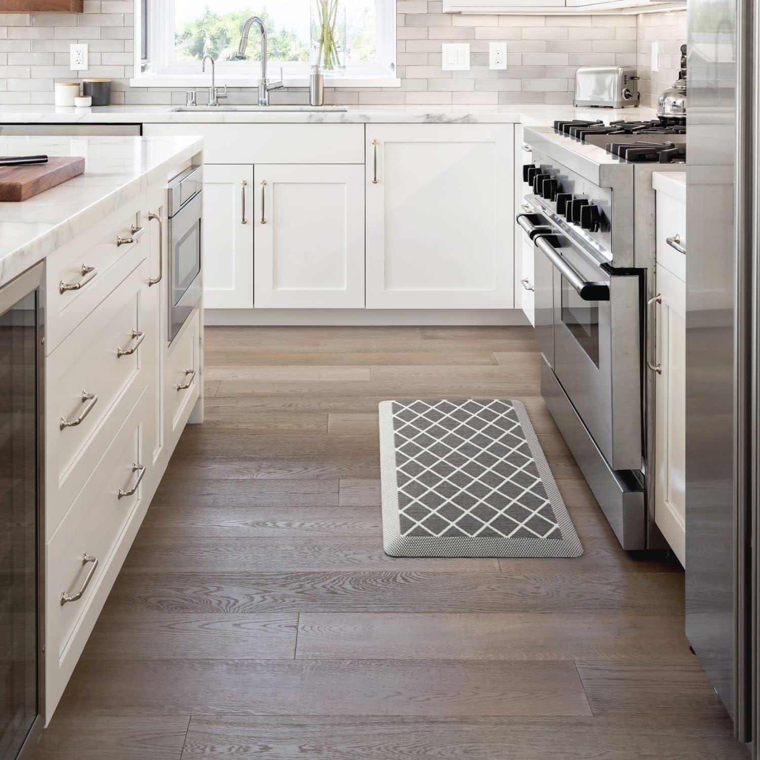 imageMartha Stewart Miles Modern Diamond AntiFatigue AirInfused Kitchen Mat Mint Green 196quotx32quotGrey