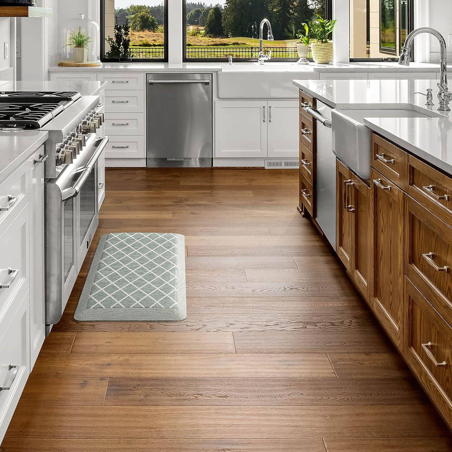 imageMartha Stewart Miles Modern Diamond AntiFatigue AirInfused Kitchen Mat Mint Green 196quotx32quotMint Green