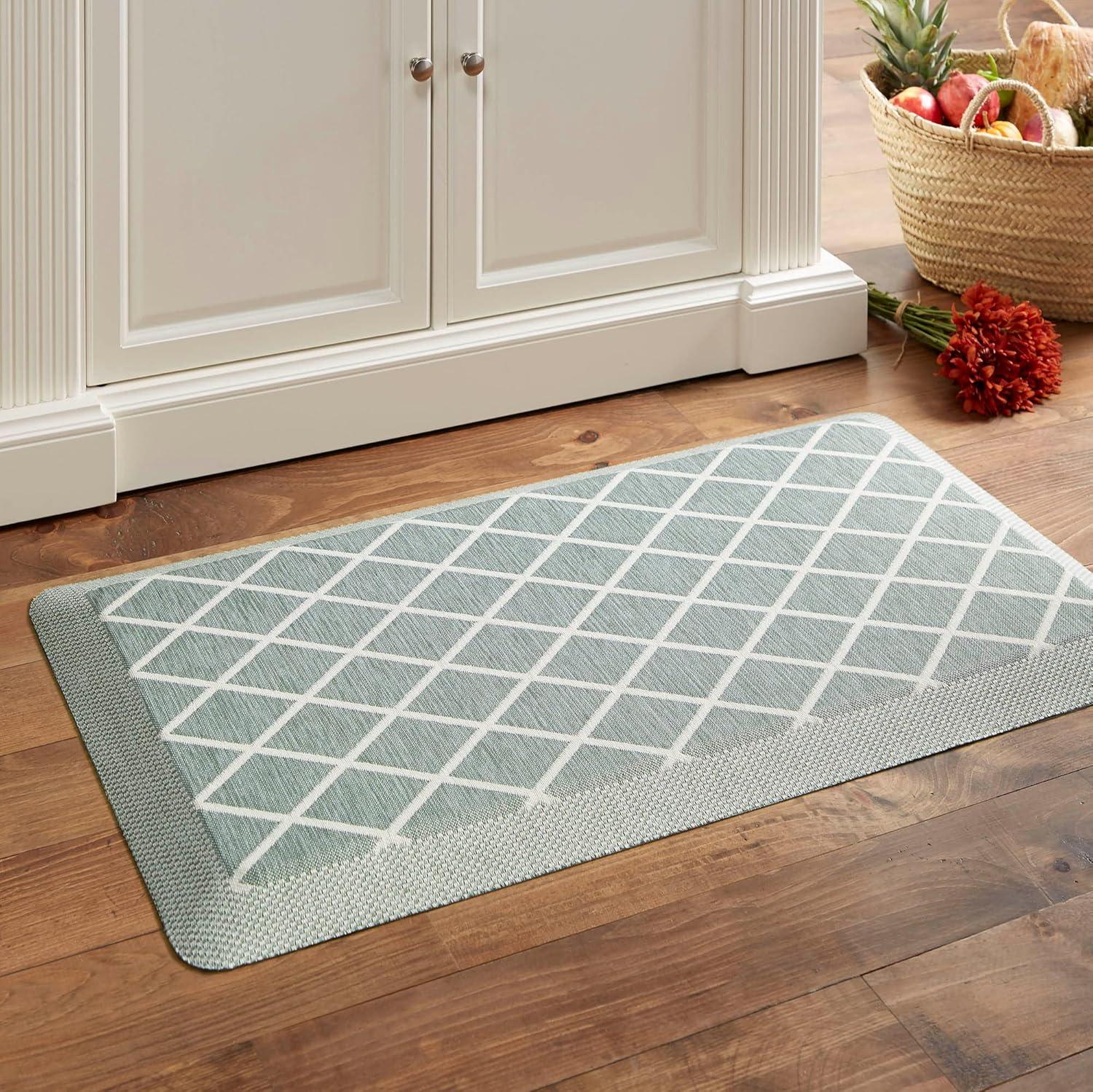 imageMartha Stewart Miles Modern Diamond AntiFatigue AirInfused Kitchen Mat Mint Green 196quotx32quotMint Green