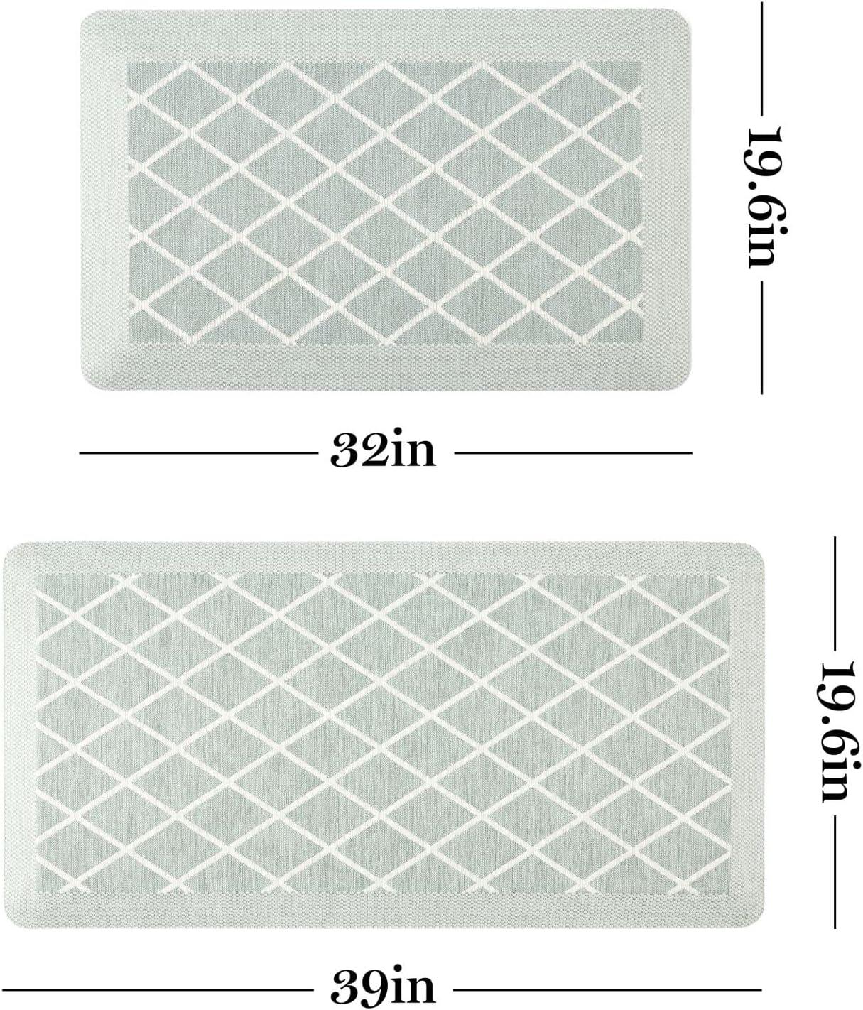 imageMartha Stewart Miles Modern Diamond AntiFatigue AirInfused Kitchen Mat Mint Green 196quotx32quotMint Green