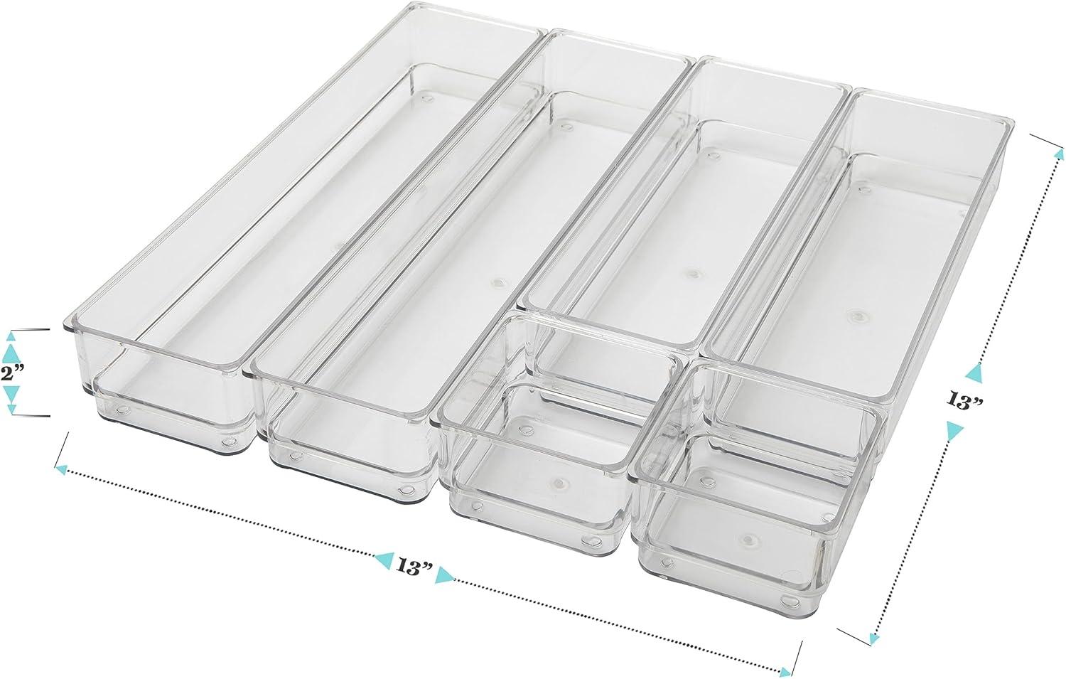 imageMartha Stewart Miles Plastic Stackable Office Desk Drawer Organizers Set of 6 ClearClear