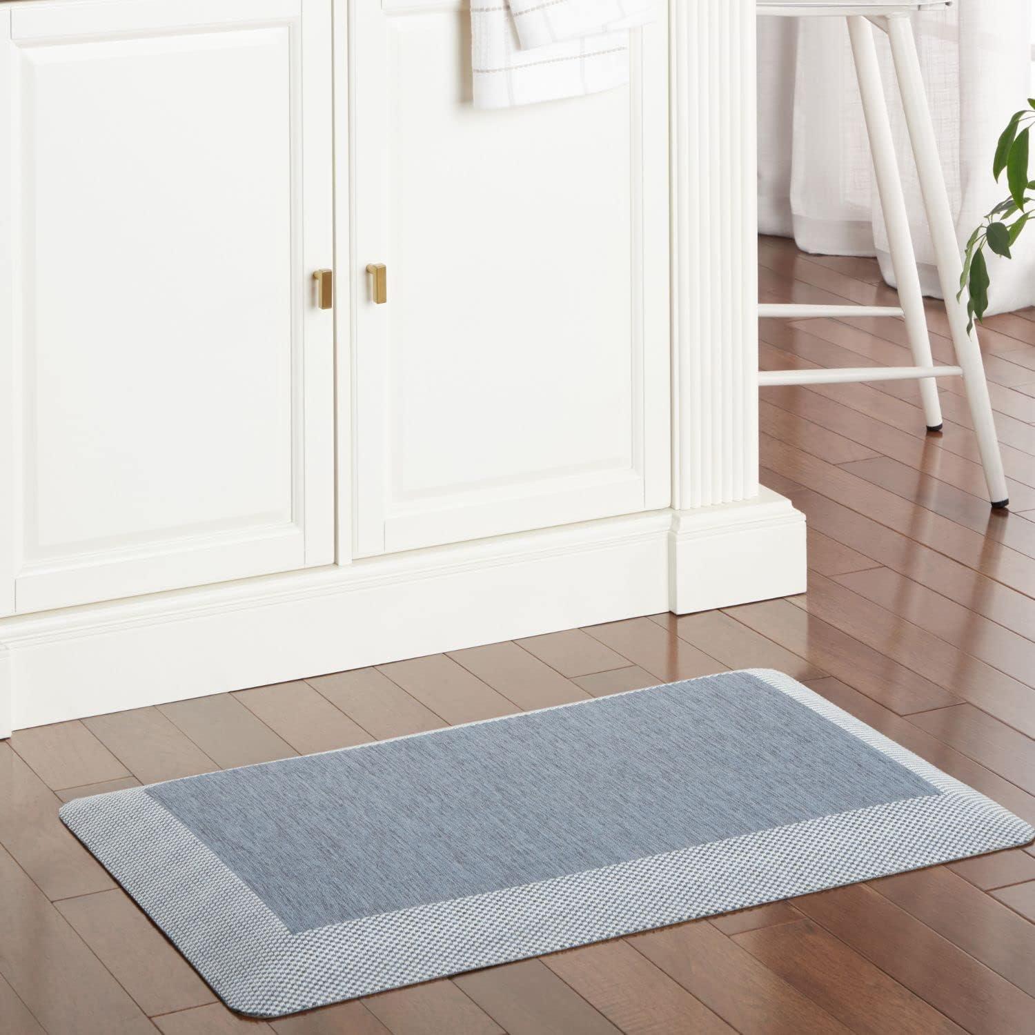 imageMartha Stewart Mira Modern Heathered AntiFatigue AirInfused Kitchen Mat Grey 196quotx32quotBlue