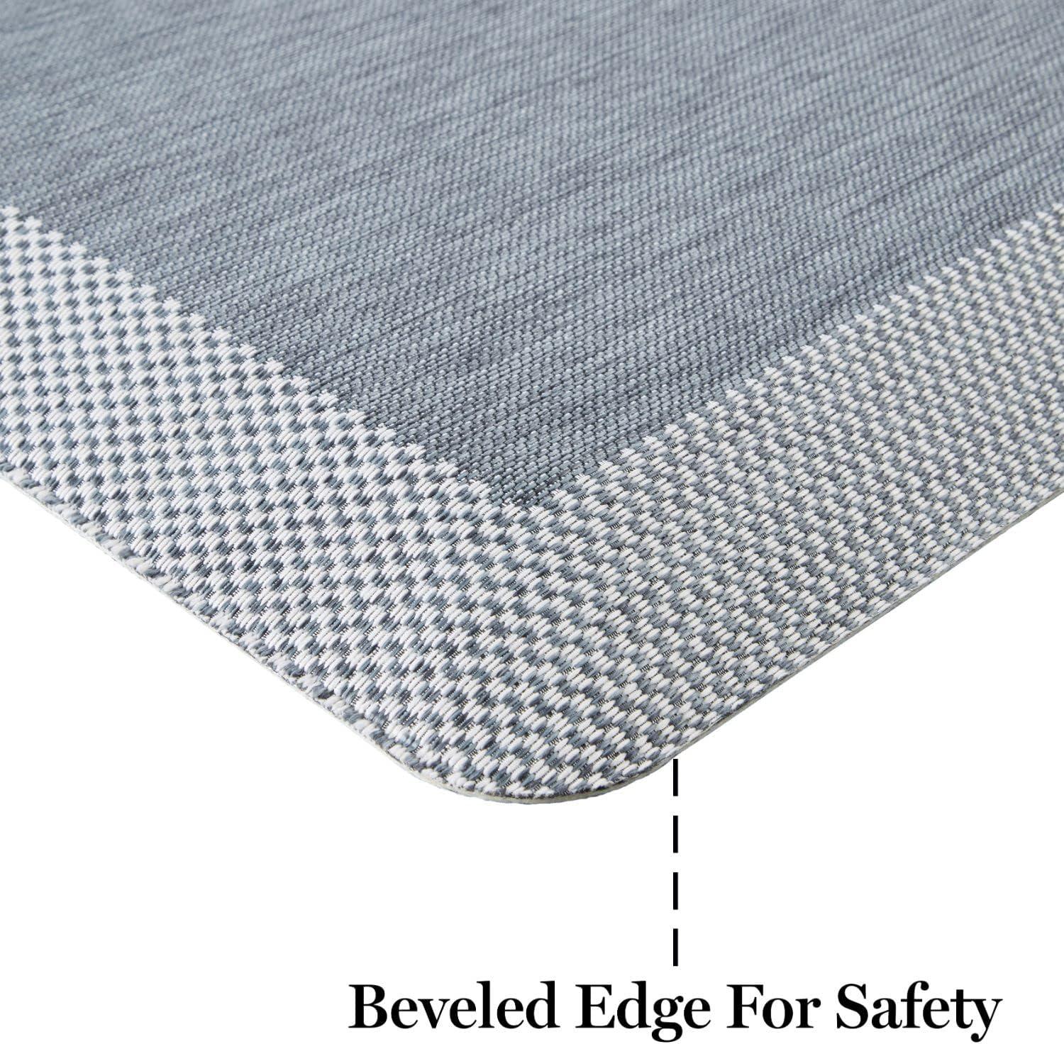imageMartha Stewart Mira Modern Heathered AntiFatigue AirInfused Kitchen Mat Grey 196quotx32quotBlue