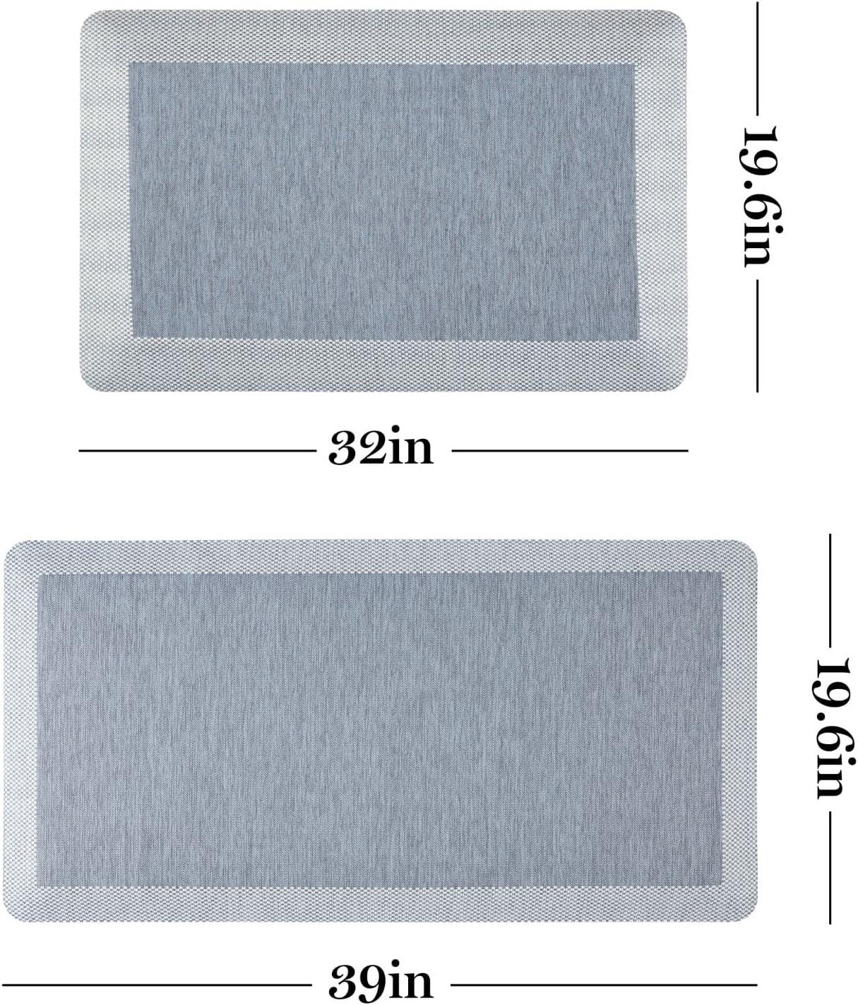 imageMartha Stewart Mira Modern Heathered AntiFatigue AirInfused Kitchen Mat Grey 196quotx32quotBlue