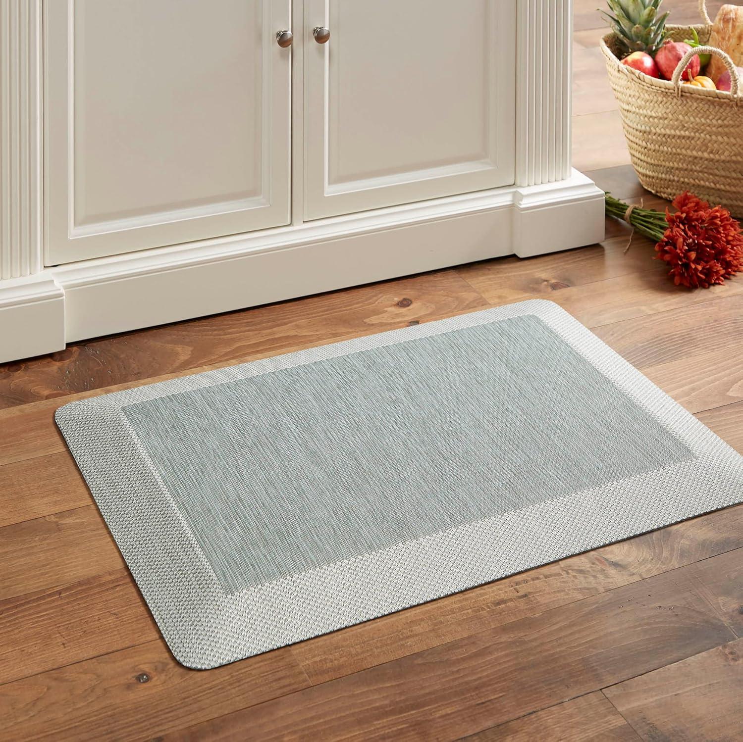 imageMartha Stewart Mira Modern Heathered AntiFatigue AirInfused Kitchen Mat Grey 196quotx32quotMint Green