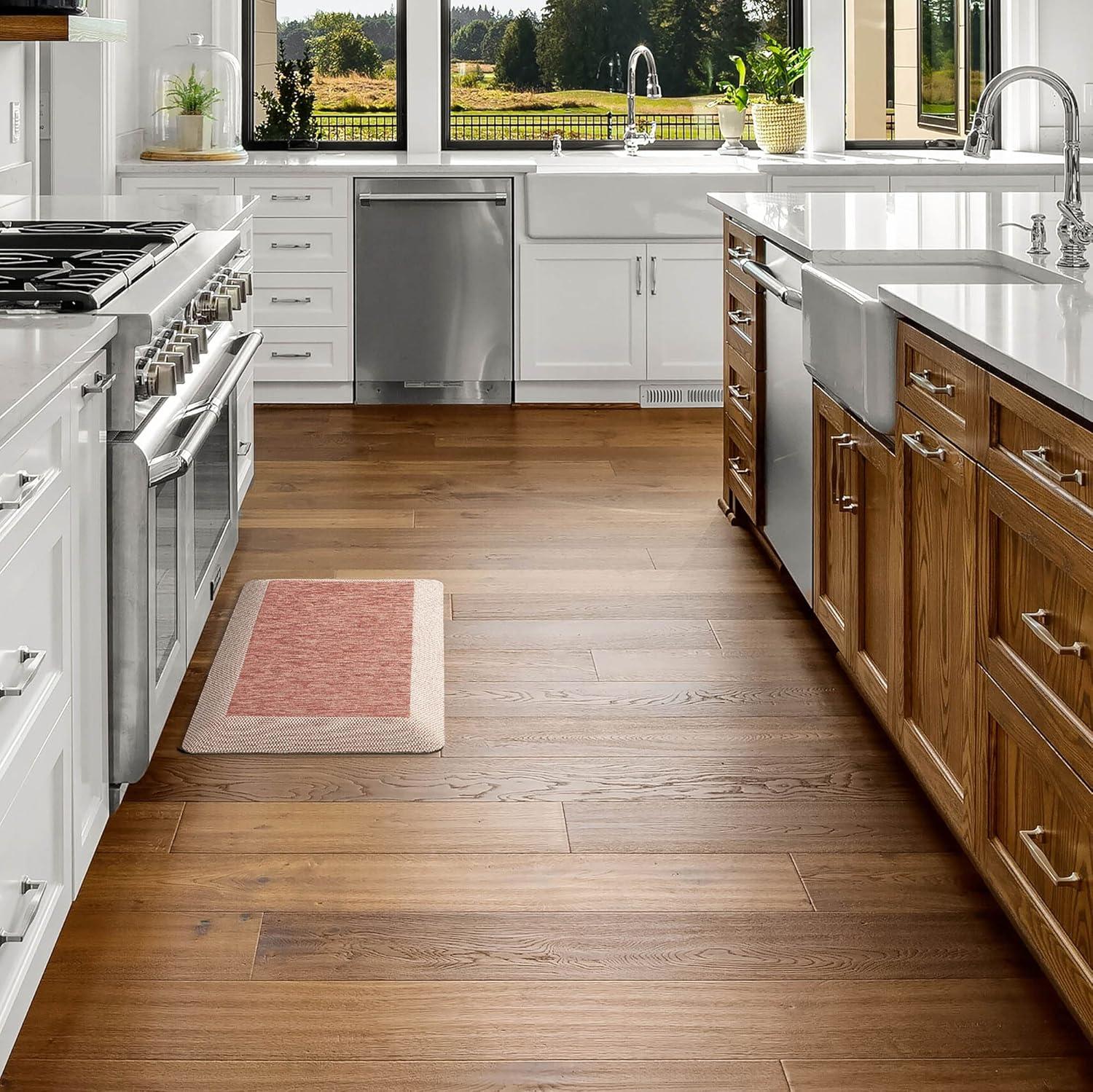 imageMartha Stewart Mira Modern Heathered AntiFatigue AirInfused Kitchen Mat Grey 196quotx32quotSpice Red