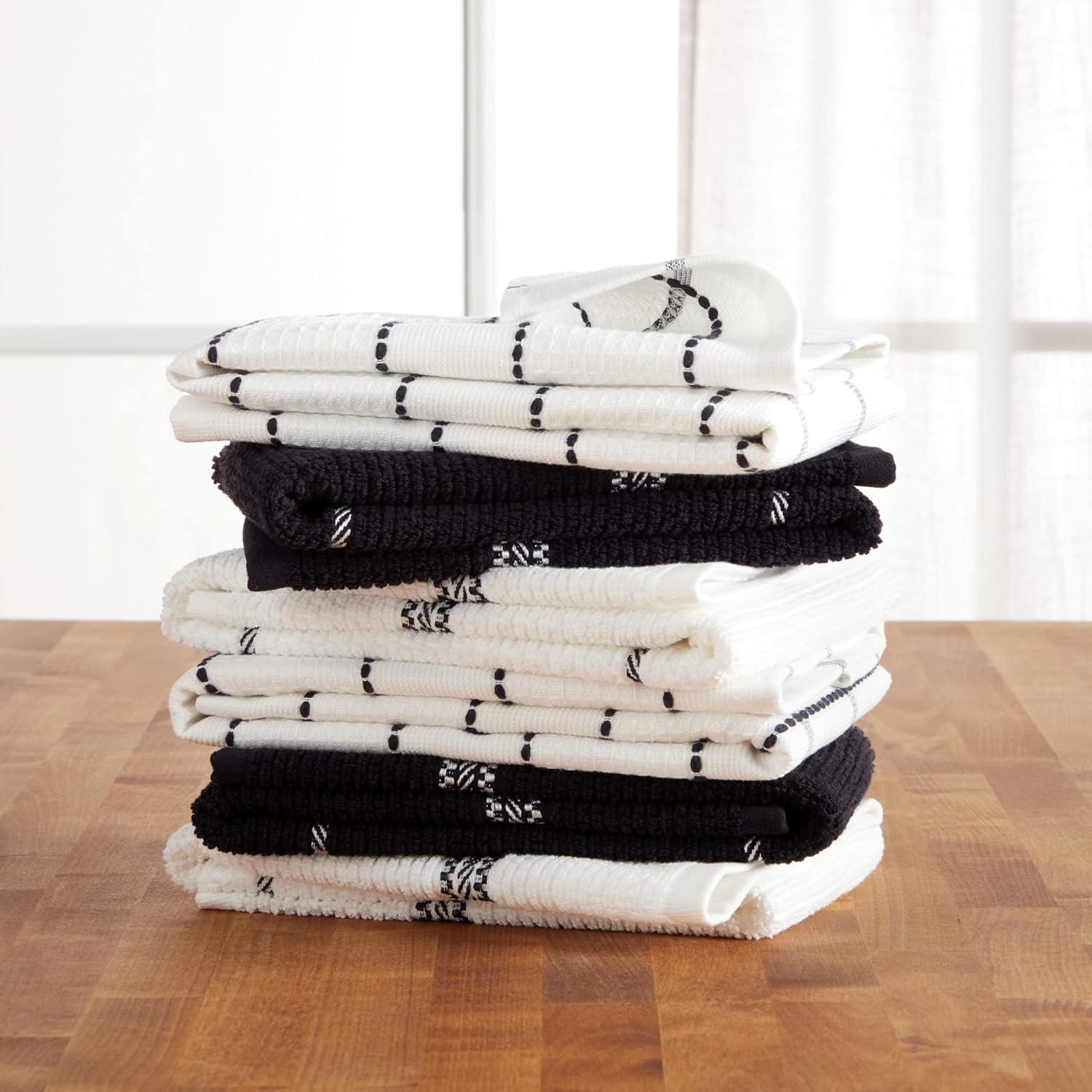 imageMartha Stewart Modern Waffle Kitchen Towel Set 6Pack Grey 16quotx28quotBlack