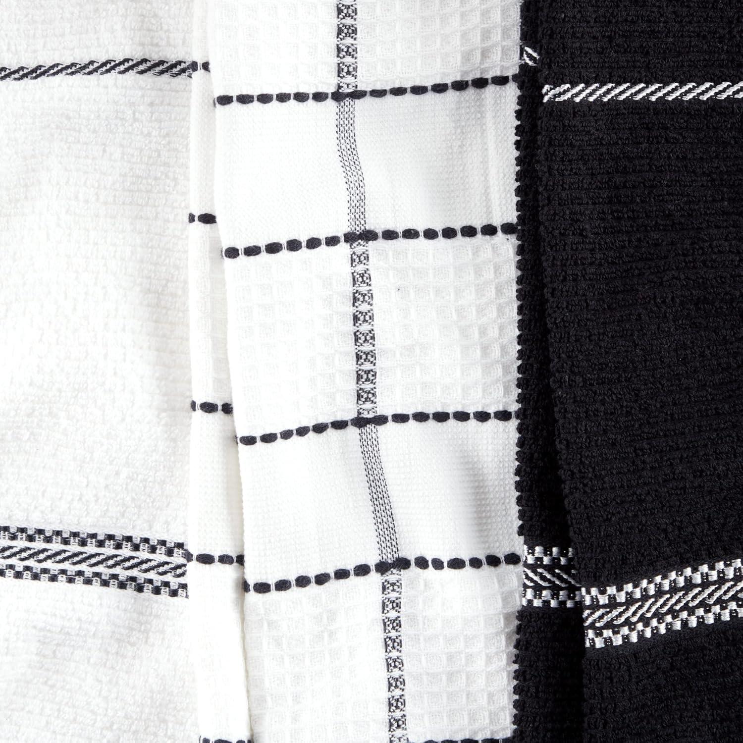 imageMartha Stewart Modern Waffle Kitchen Towel Set 6Pack Grey 16quotx28quotBlack