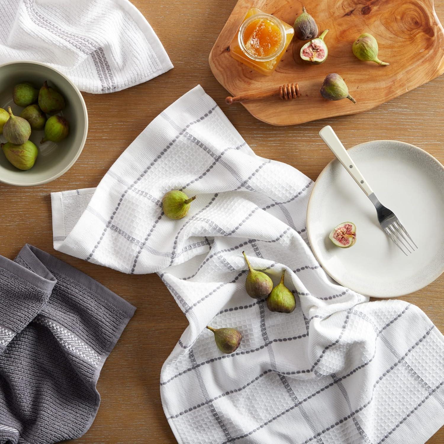 imageMartha Stewart Modern Waffle Kitchen Towel Set 6Pack Grey 16quotx28quotGrey