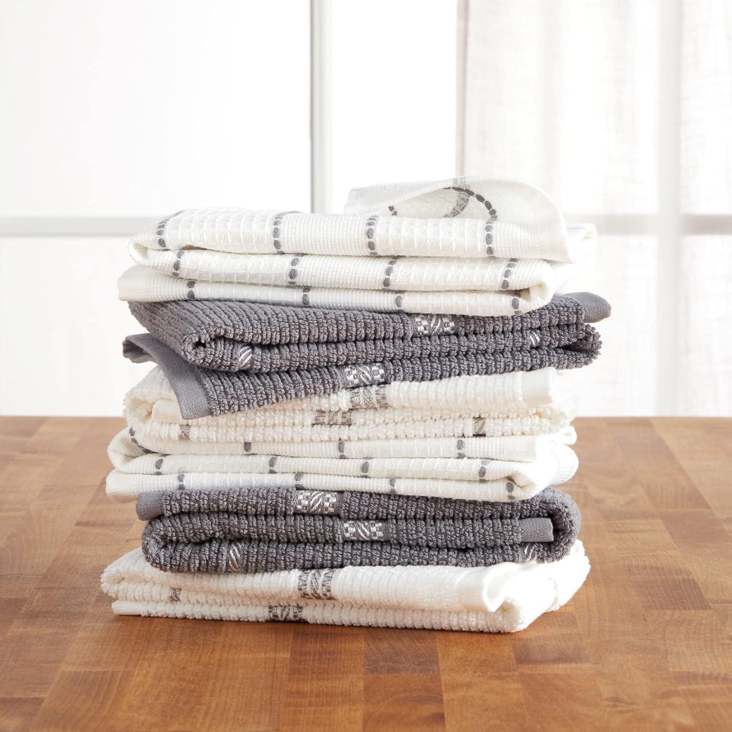 imageMartha Stewart Modern Waffle Kitchen Towel Set 6Pack Grey 16quotx28quotGrey
