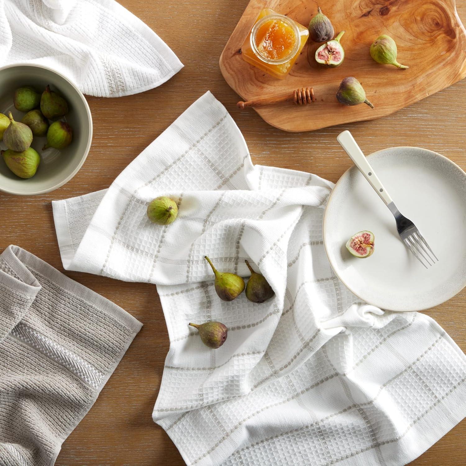 imageMartha Stewart Modern Waffle Kitchen Towel Set 6Pack Grey 16quotx28quotLinen