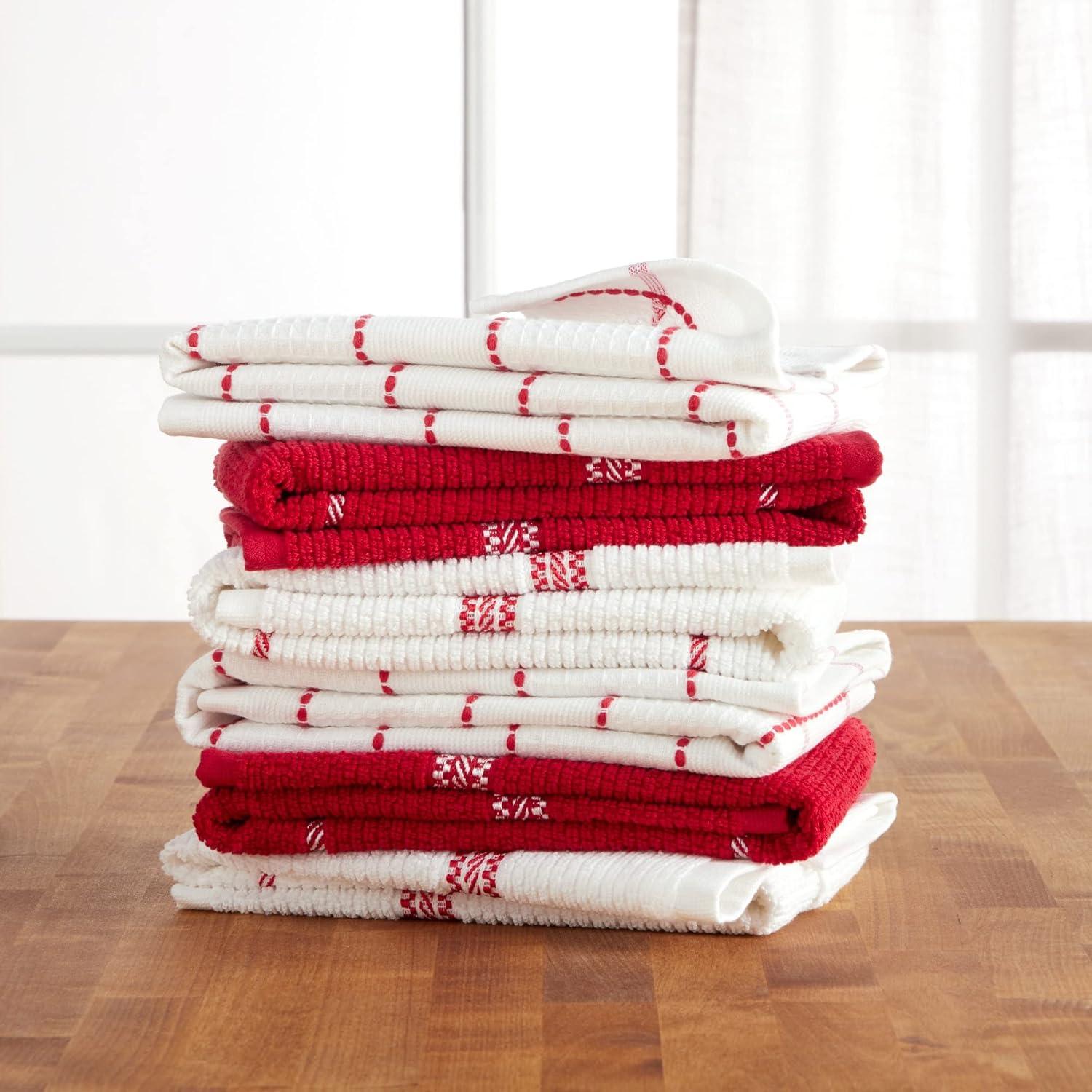 imageMartha Stewart Modern Waffle Kitchen Towel Set 6Pack Grey 16quotx28quotRed