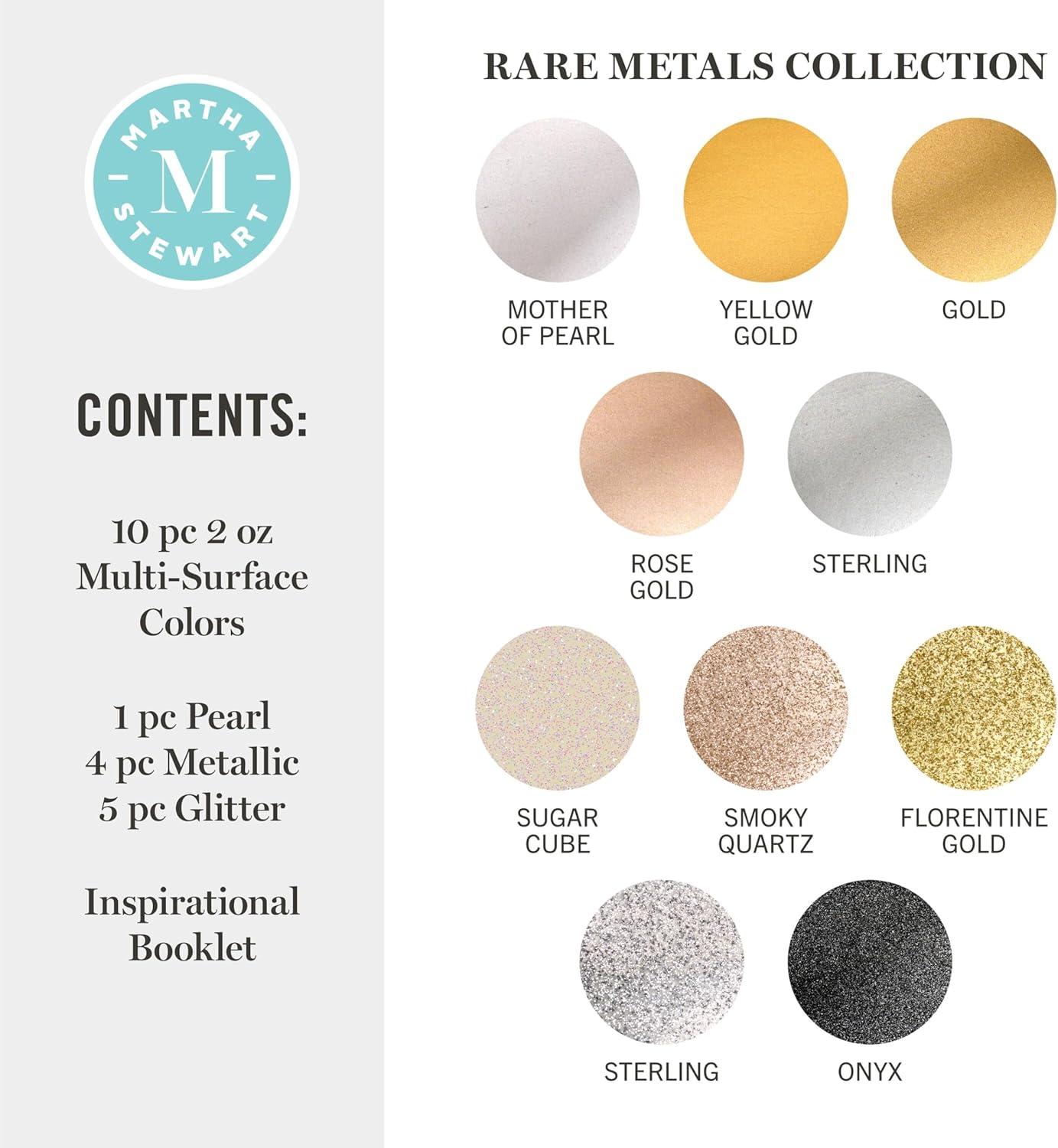 imageMartha Stewart MultiSurface Specialty 10 pc Paint Set Rainbow SparkleRare Metals