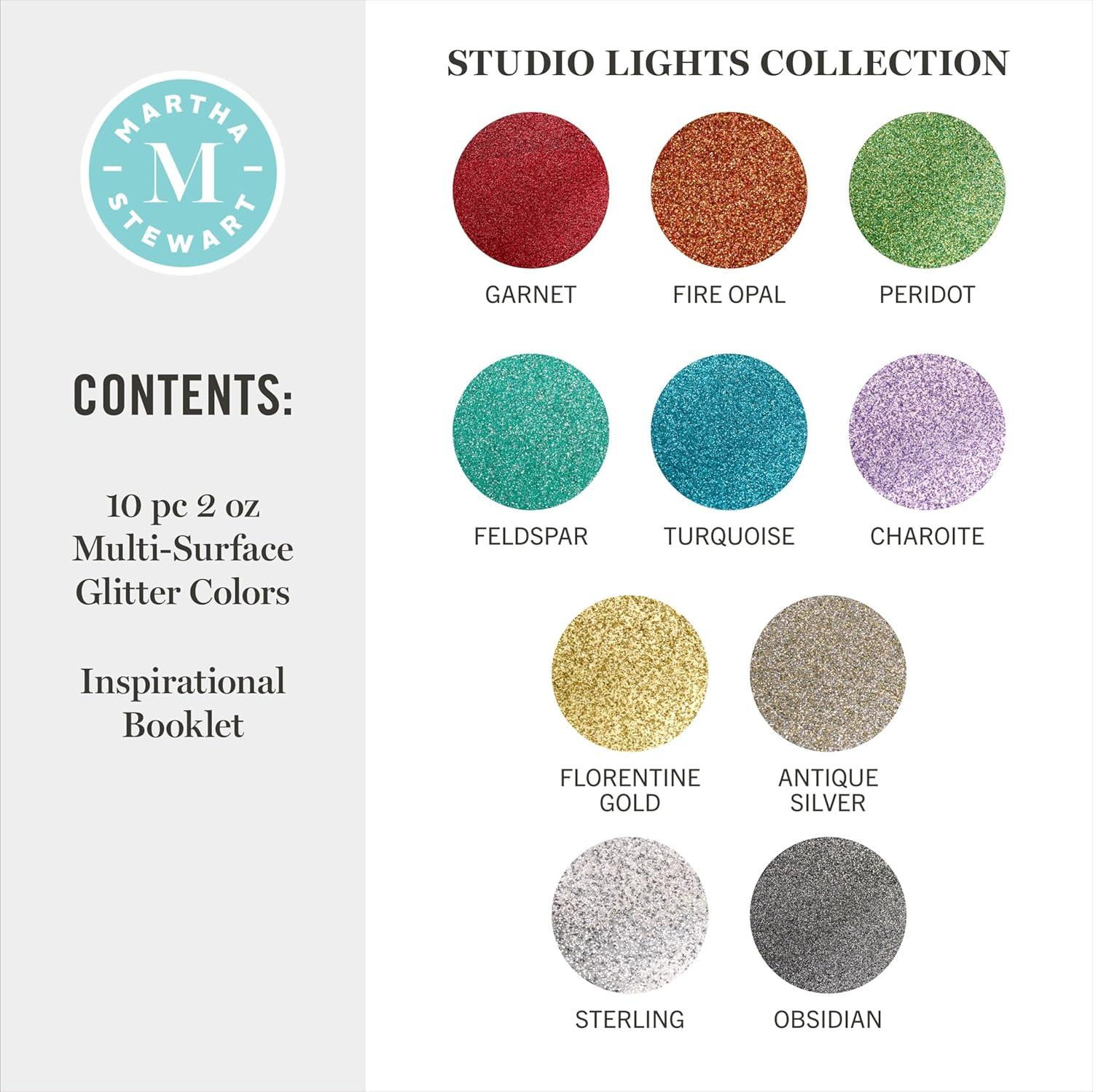 imageMartha Stewart MultiSurface Specialty 10 pc Paint Set Rainbow SparkleStudio Lights