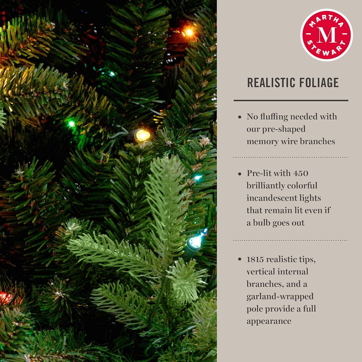 imageMartha Stewart Natural Pine 75 MU PreLit Artificial Christmas Tree Feet Multicolored LightsMulticolored Lights