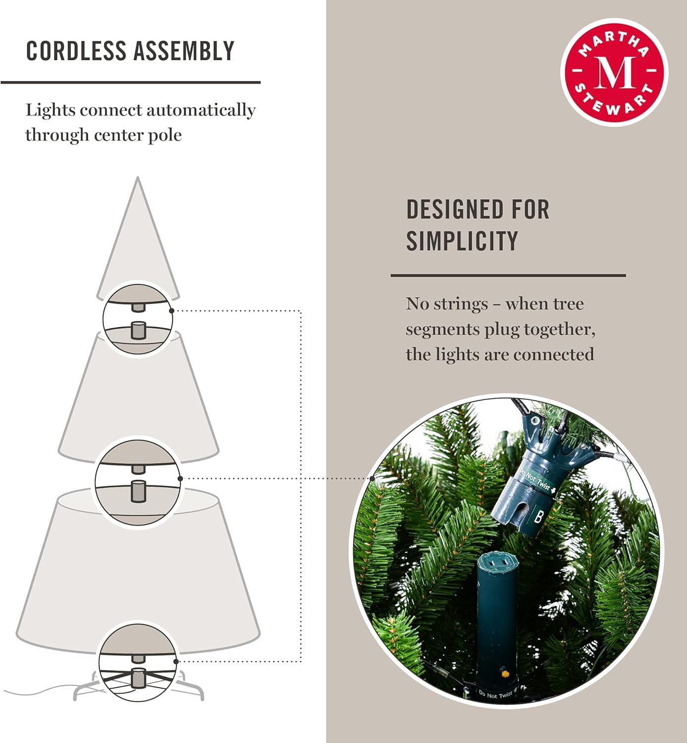 imageMartha Stewart Natural Pine 75 MU PreLit Artificial Christmas Tree Feet Multicolored LightsMulticolored Lights