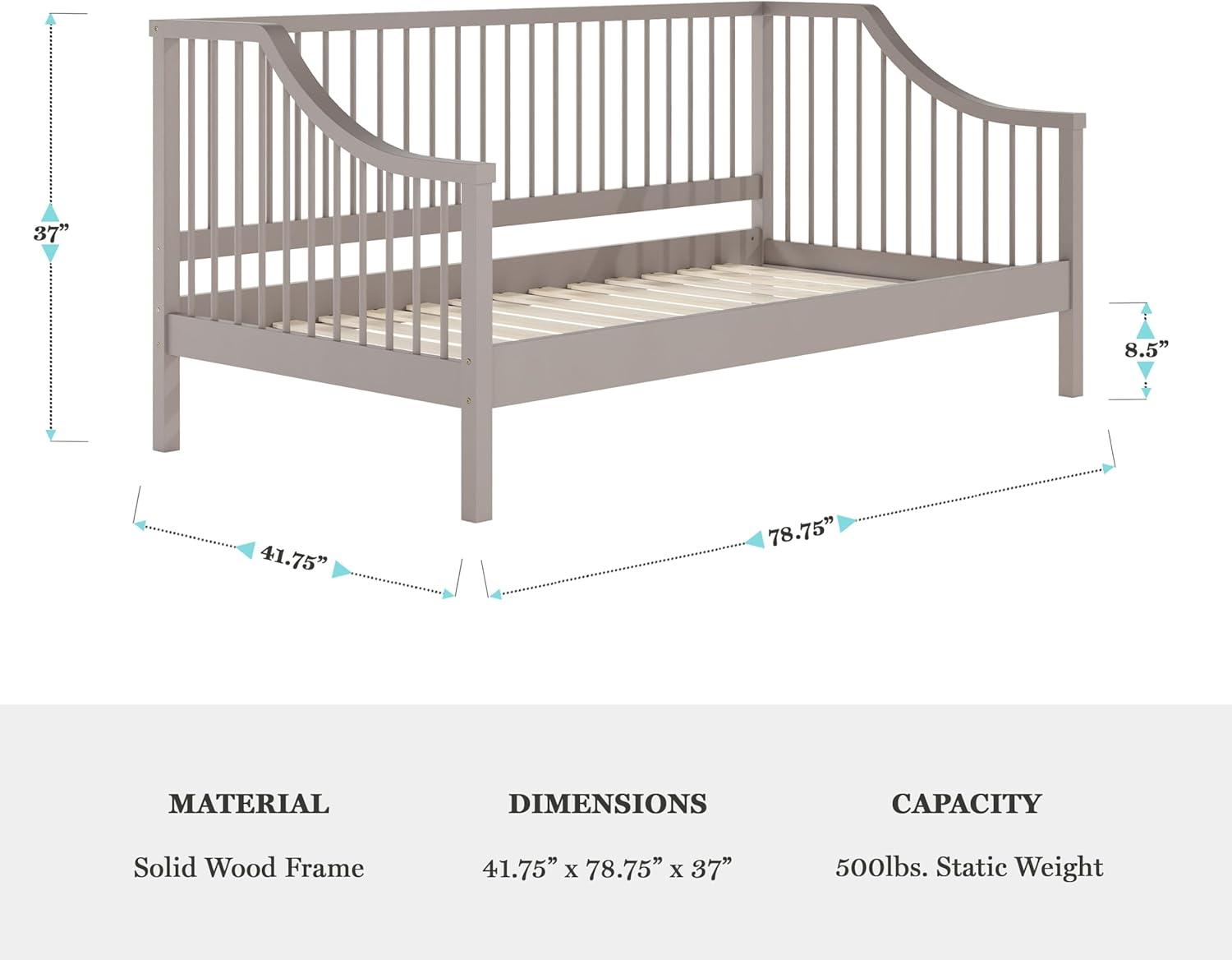 imageMartha Stewart Neely Platform Daybed with Wood Spindles Solid Wood Frame No Box Spring Needed Twin Size GrayGrey