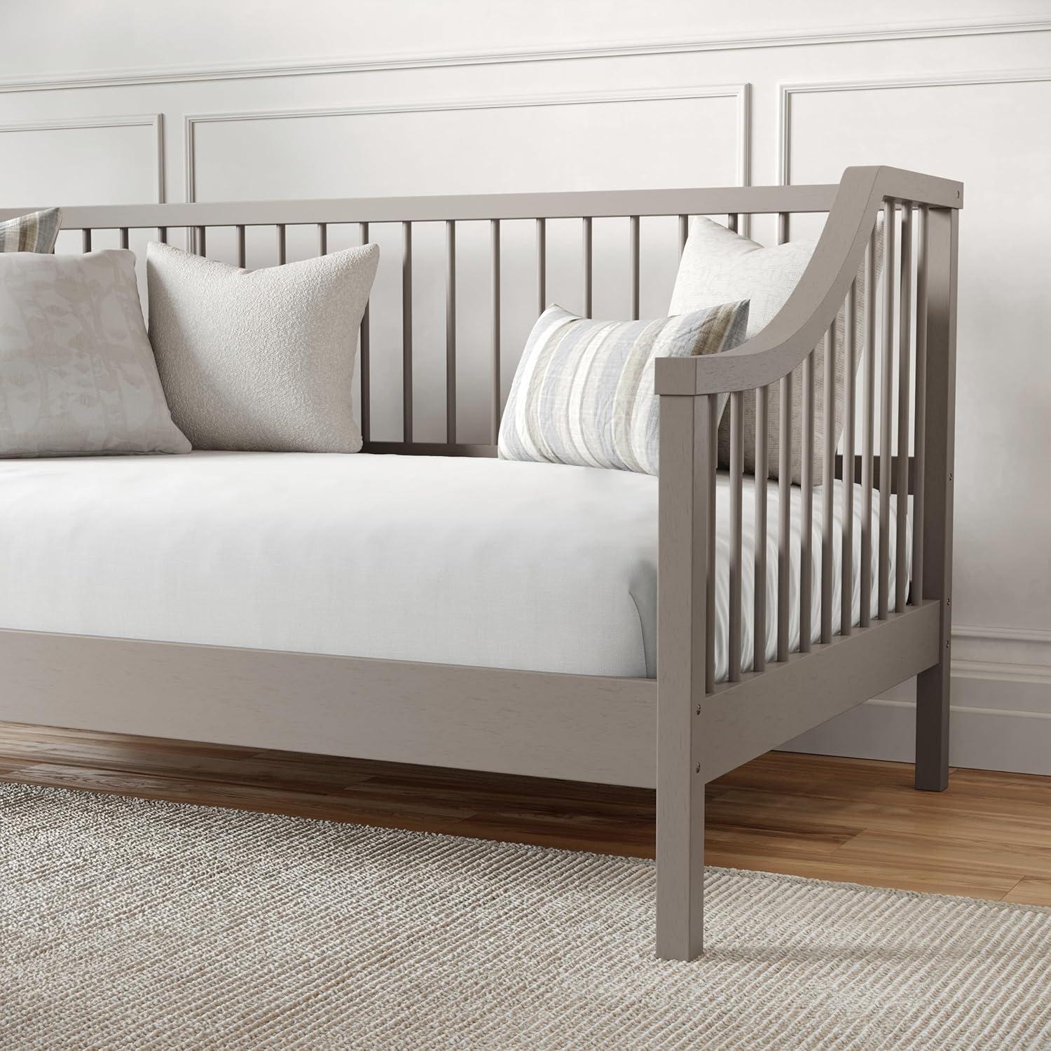 imageMartha Stewart Neely Platform Daybed with Wood Spindles Solid Wood Frame No Box Spring Needed Twin Size GrayGrey