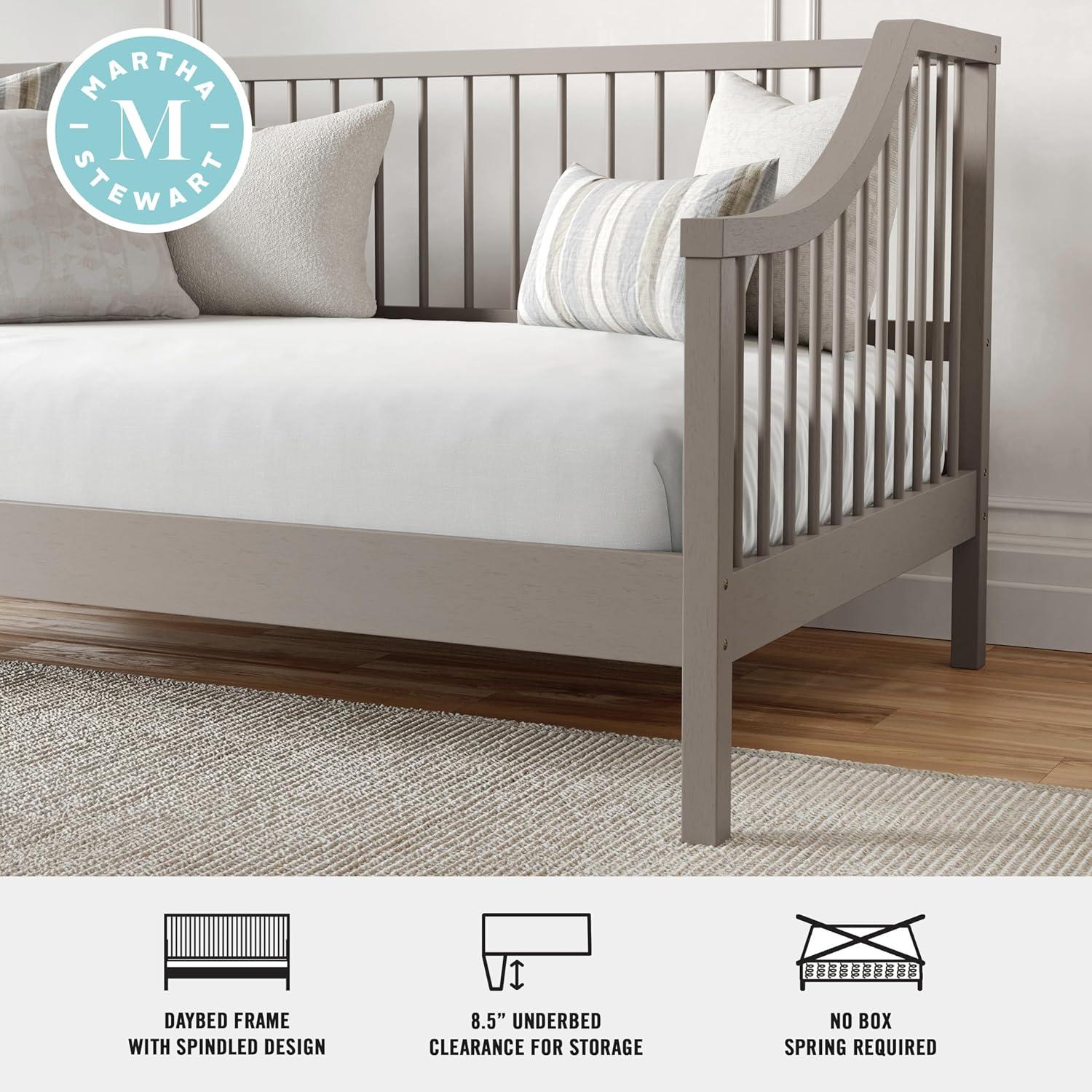 imageMartha Stewart Neely Platform Daybed with Wood Spindles Solid Wood Frame No Box Spring Needed Twin Size GrayGrey