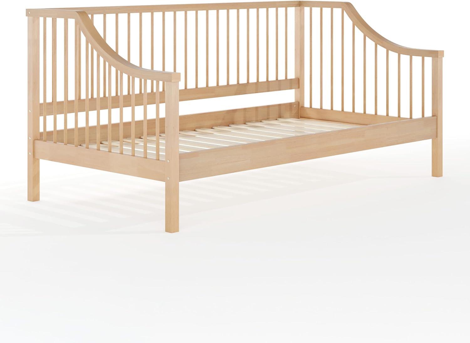 imageMartha Stewart Neely Platform Daybed with Wood Spindles Solid Wood Frame No Box Spring Needed Twin Size GrayLight Beech