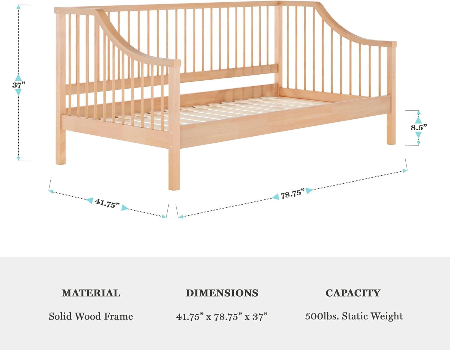 imageMartha Stewart Neely Platform Daybed with Wood Spindles Solid Wood Frame No Box Spring Needed Twin Size GrayLight Beech