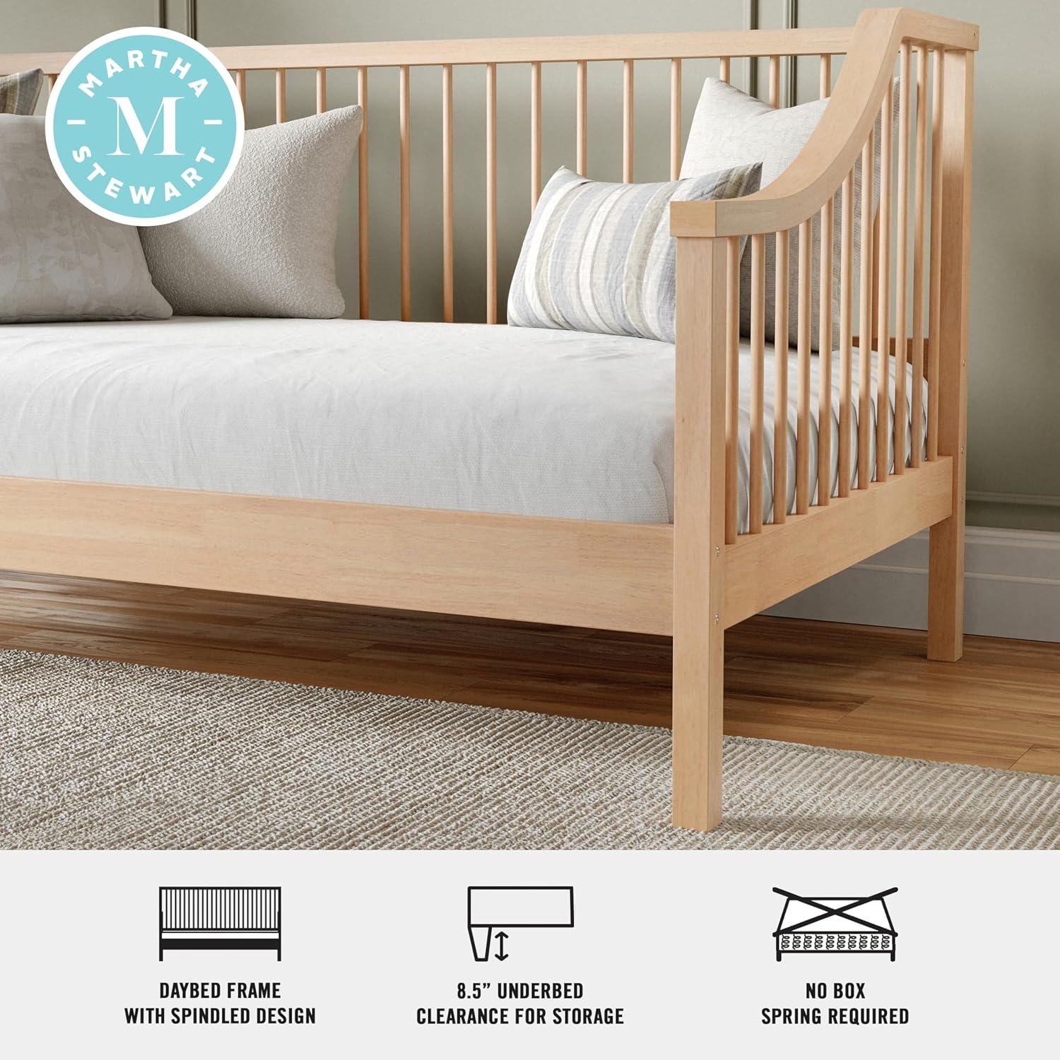 imageMartha Stewart Neely Platform Daybed with Wood Spindles Solid Wood Frame No Box Spring Needed Twin Size GrayLight Beech