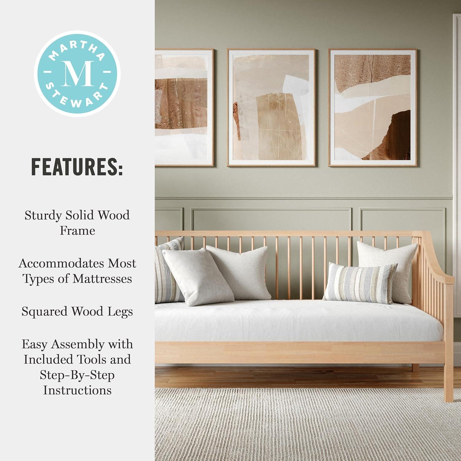 imageMartha Stewart Neely Platform Daybed with Wood Spindles Solid Wood Frame No Box Spring Needed Twin Size GrayLight Beech