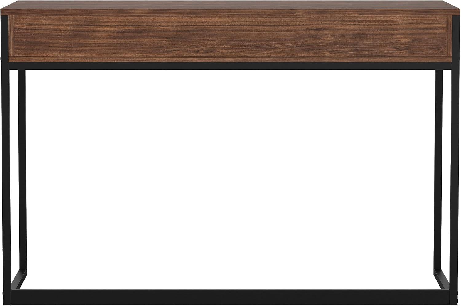 imageMartha Stewart Ollie Home Office Desk with 3 Drawers in Walnut Wood Grain with Polished Brass HardwareWalnut TopOil Rubbed Bronze Frame