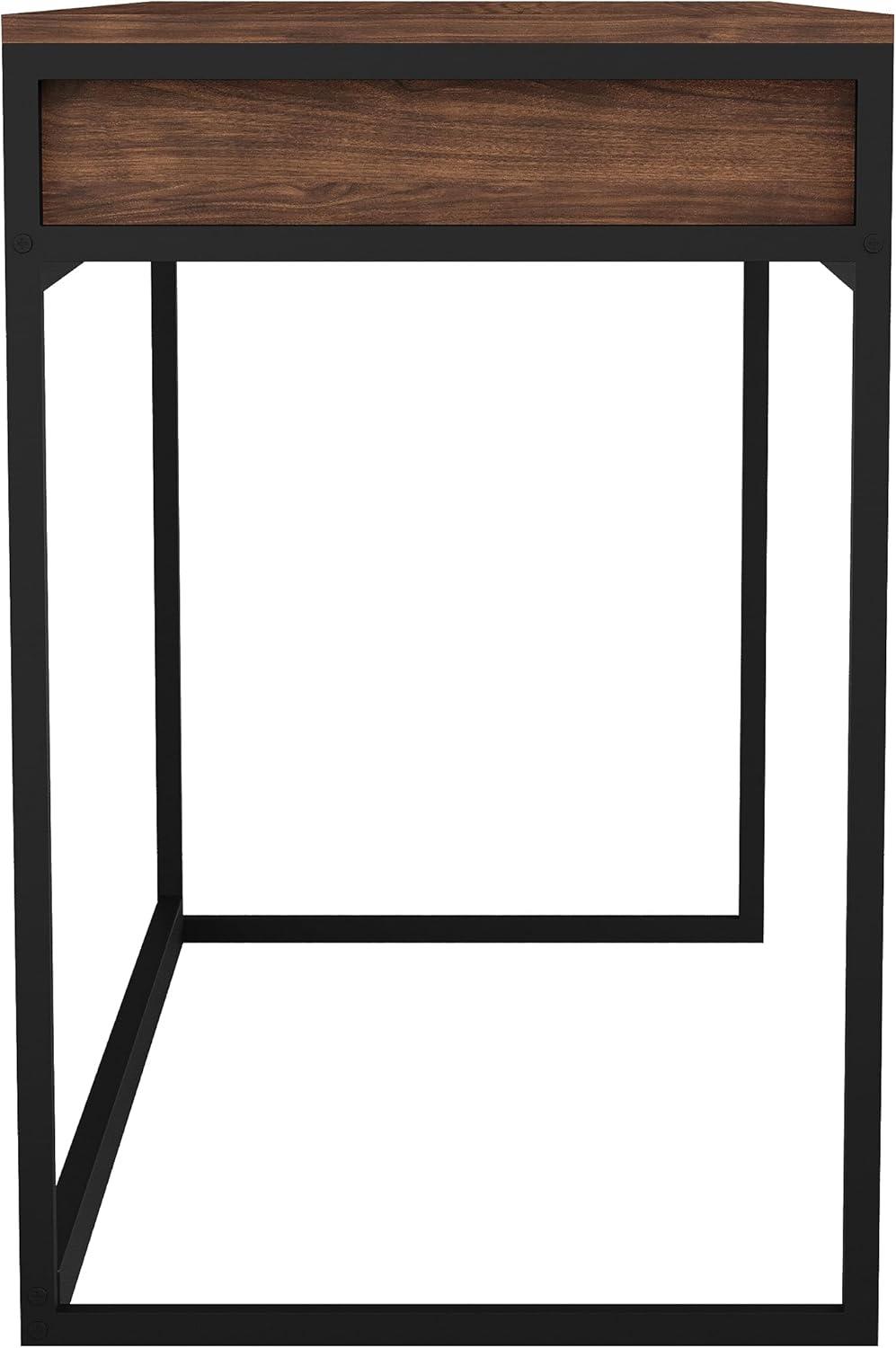 imageMartha Stewart Ollie Home Office Desk with 3 Drawers in Walnut Wood Grain with Polished Brass HardwareWalnut TopOil Rubbed Bronze Frame