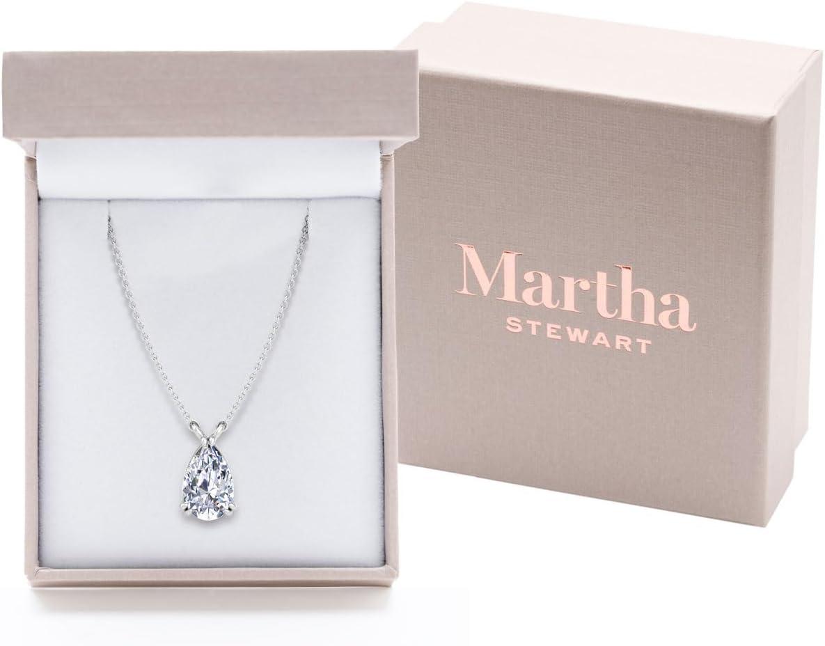 imageMartha Stewart Pear Shape Lab Grown Diamond Solitaire Necklace in 14 Karat Gold Lab Grown Diamond Necklacewhitegold