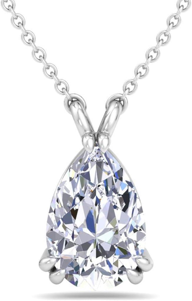 imageMartha Stewart Pear Shape Lab Grown Diamond Solitaire Necklace in 14 Karat Gold Lab Grown Diamond Necklacewhitegold
